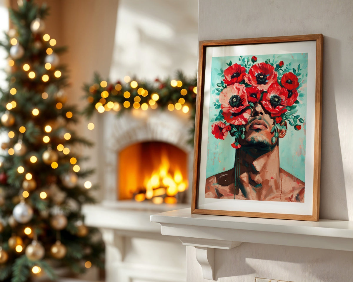 Original art print as a holiday gift, watercolor male figure by Brenden Sanborn