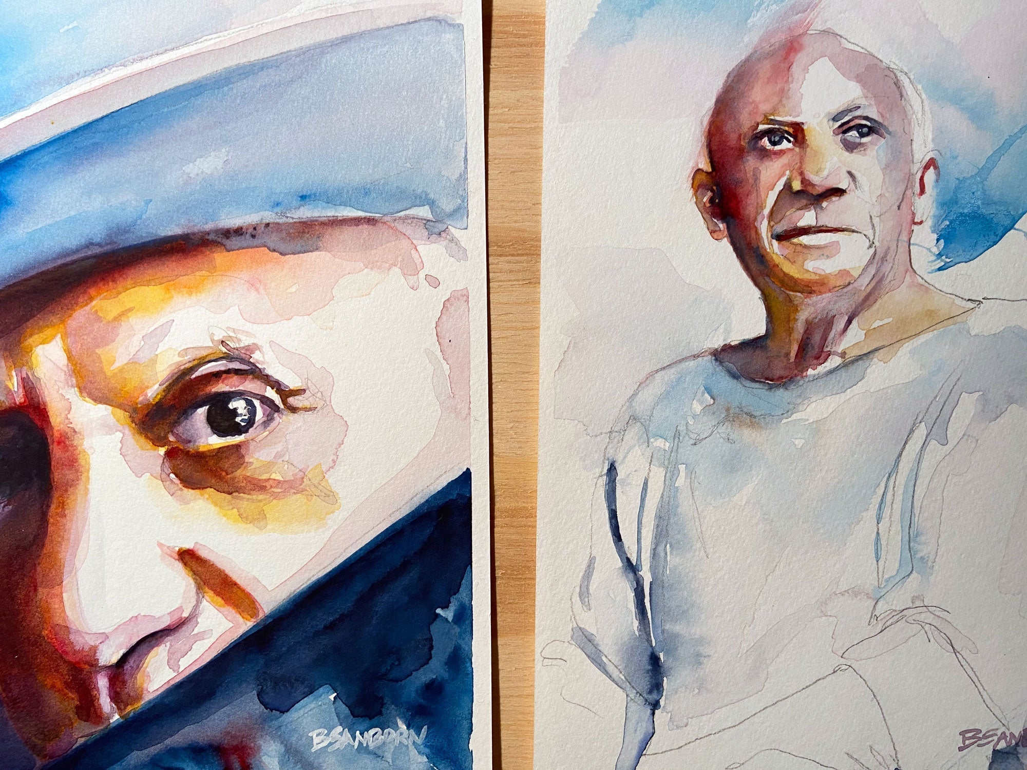original watercolor paintings showing texture and brushwork by artist Brenden Sanborn