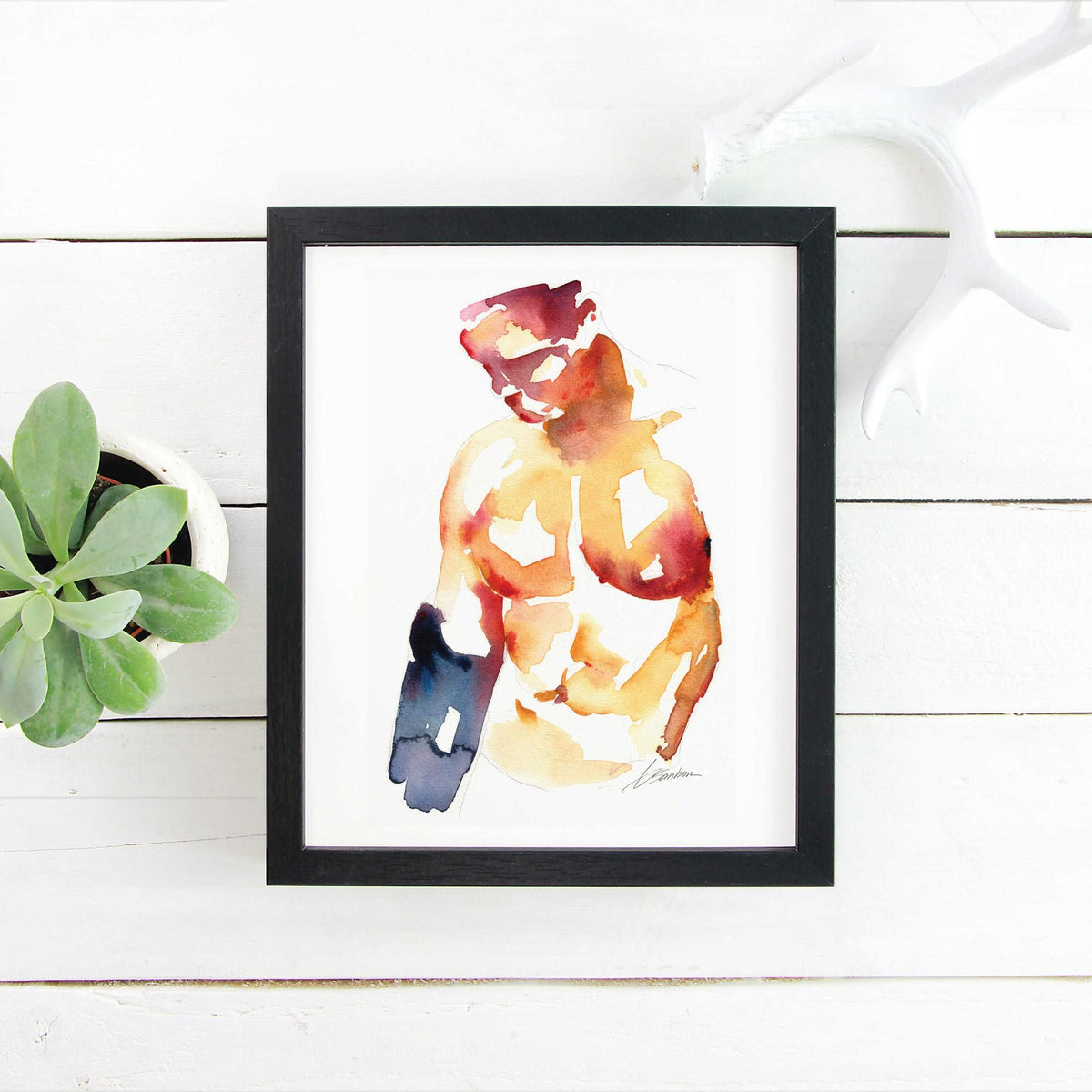 Abstract Muscular Male with Denim - 6x9" Original Painting Artist Brenden Sanborn