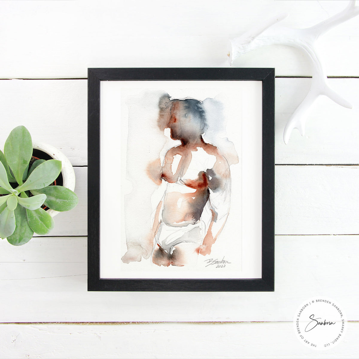 Profile of a Contemplative Male Figure - 6x9" Original Painting Artist Brenden Sanborn
