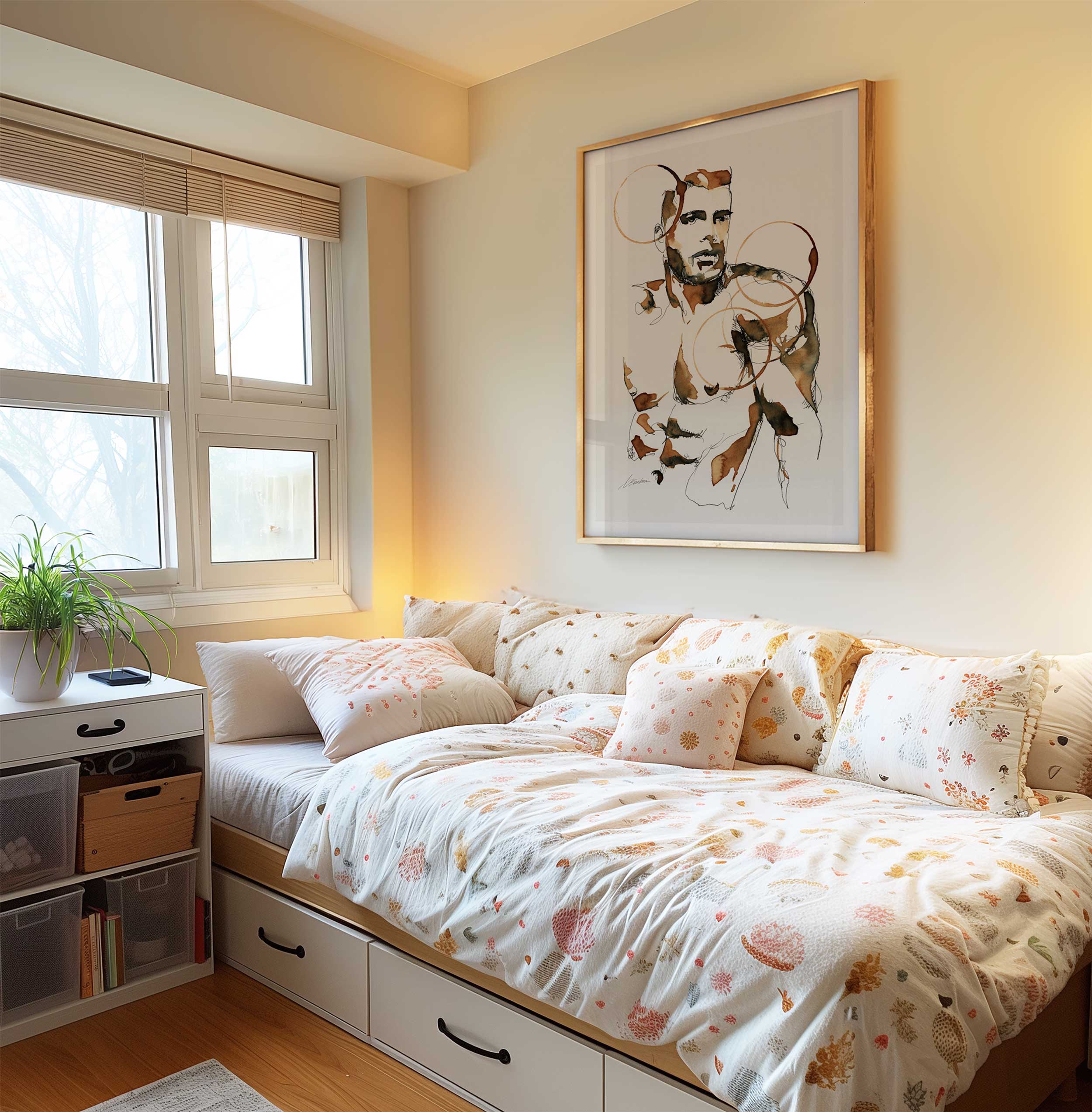 Male Portrait with Coffee Ink Stains – Art Print Artist Brenden Sanborn