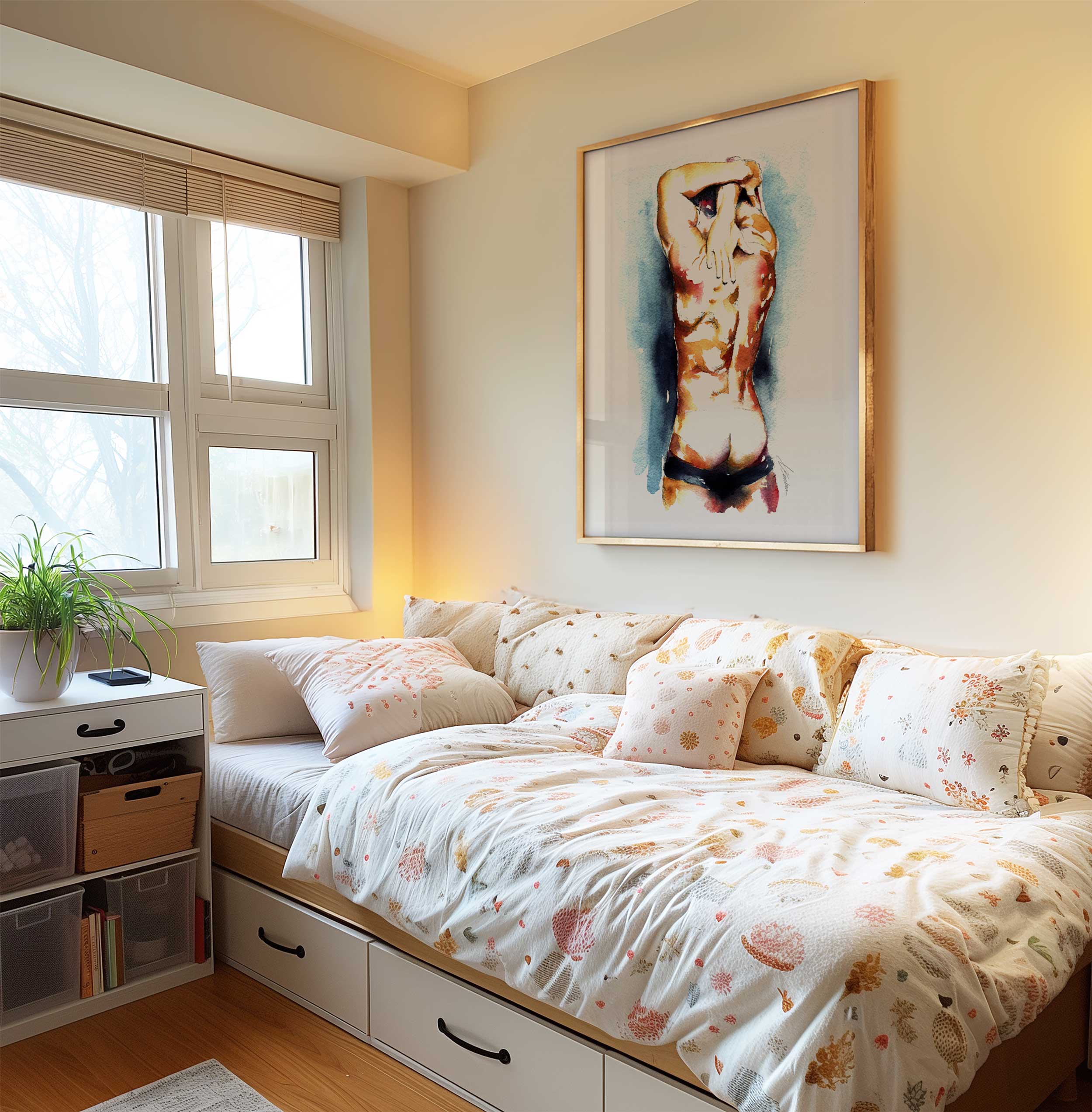 Sunlit Stretch and Booty in Black – Art Print Artist Brenden Sanborn