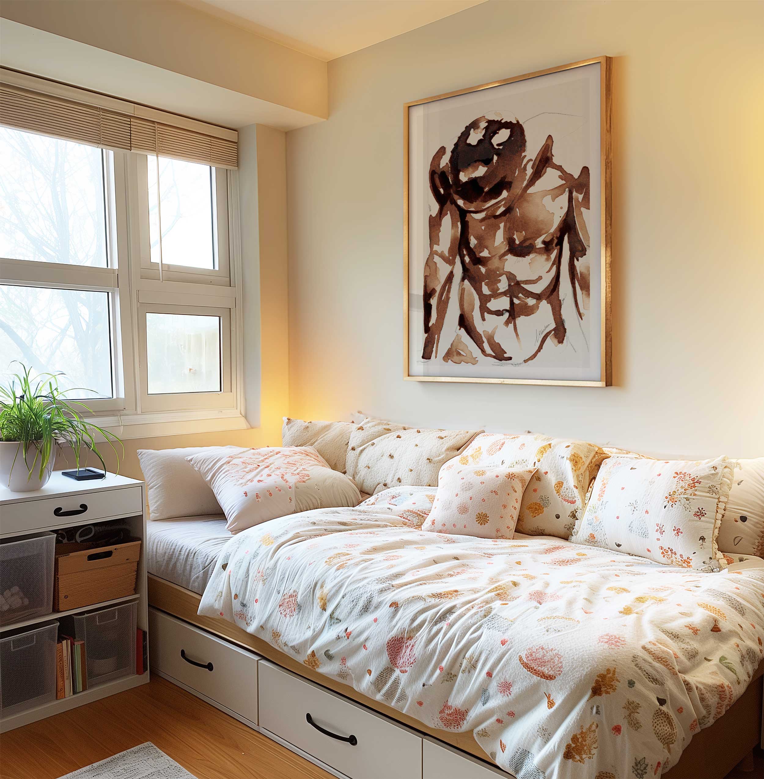 Nude Looking Down in Coffee - Art Print Artist Brenden Sanborn