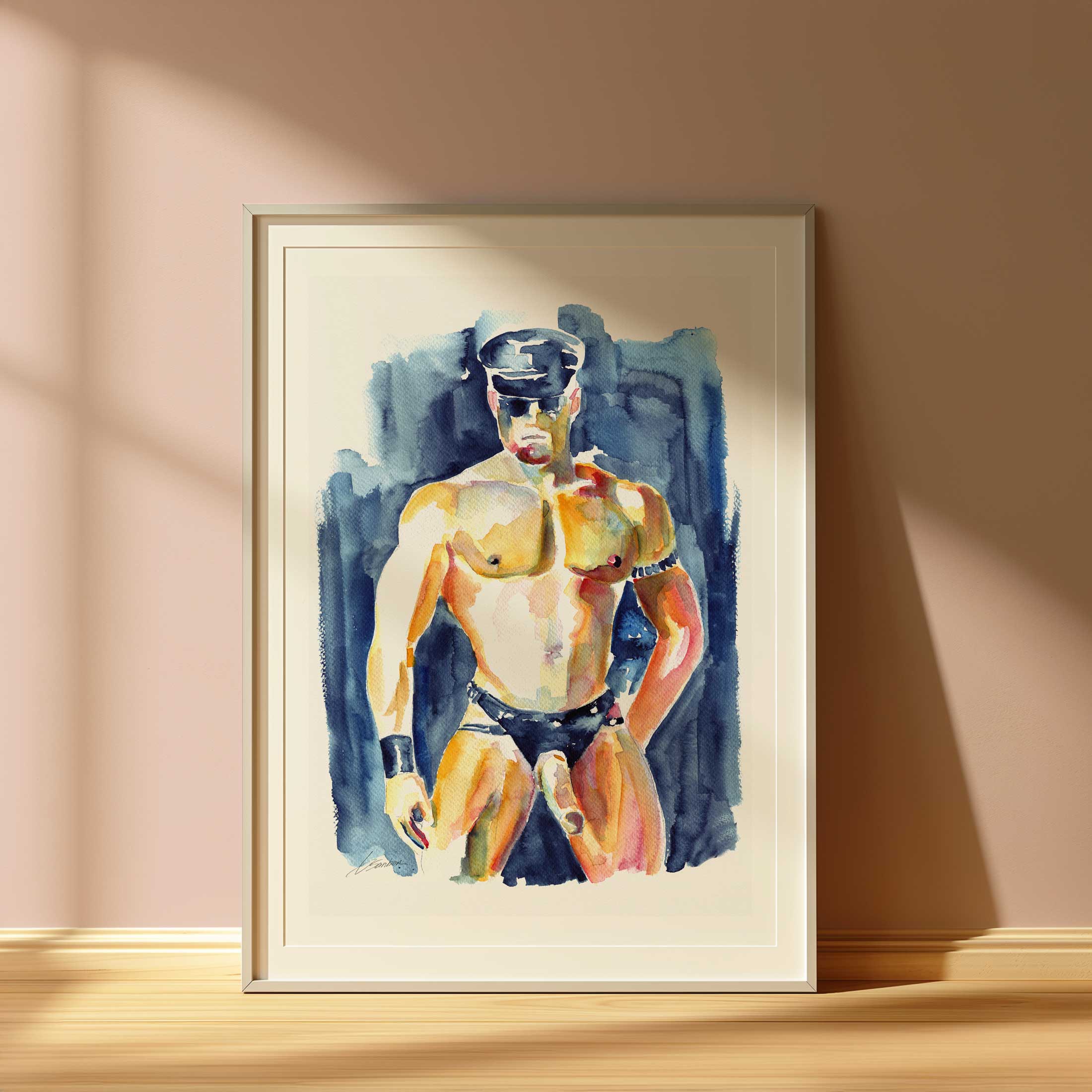 Leather-Clad Male in Full Gear - Art Print Artist Brenden Sanborn