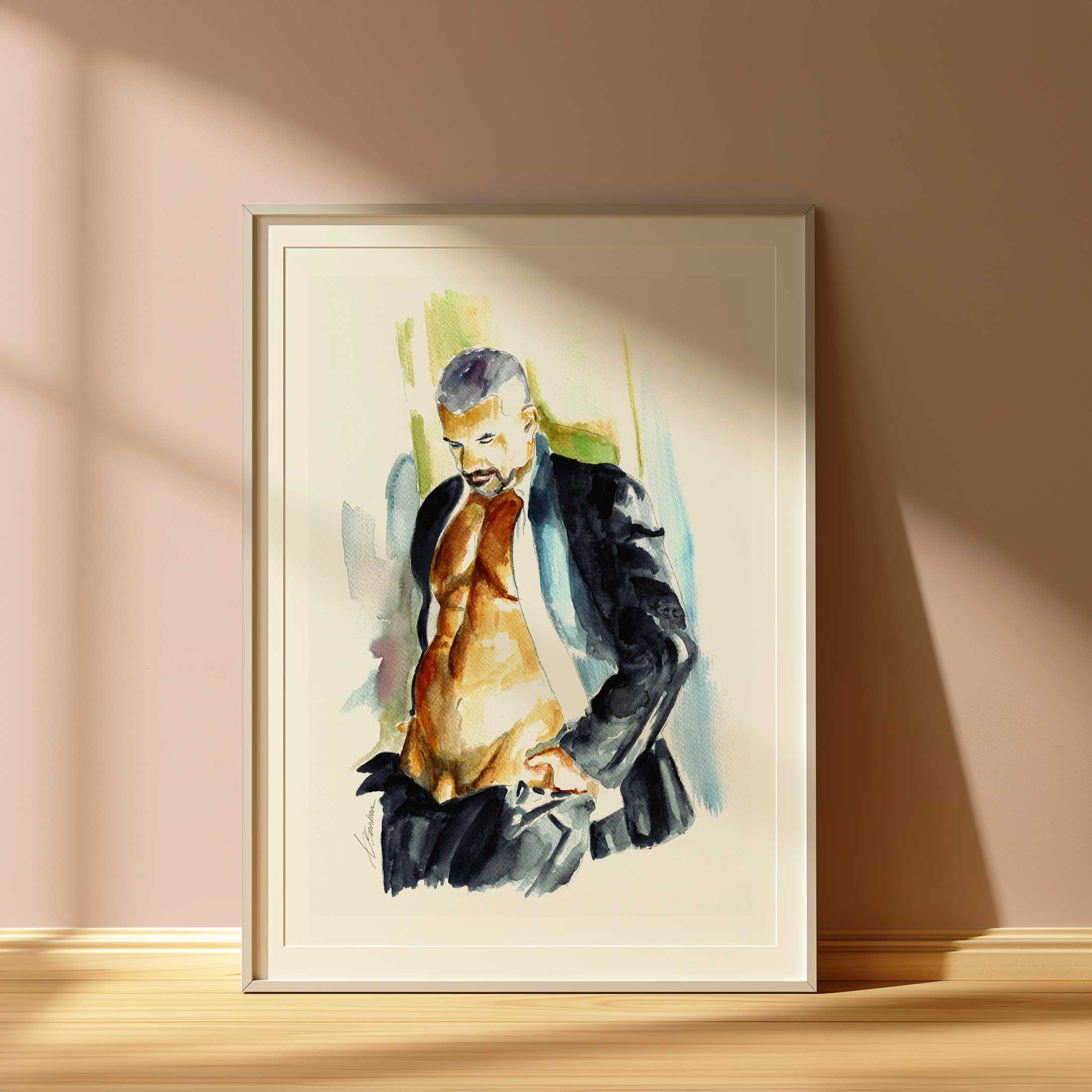 Man in Suit Undressing - Art Print Artist Brenden Sanborn