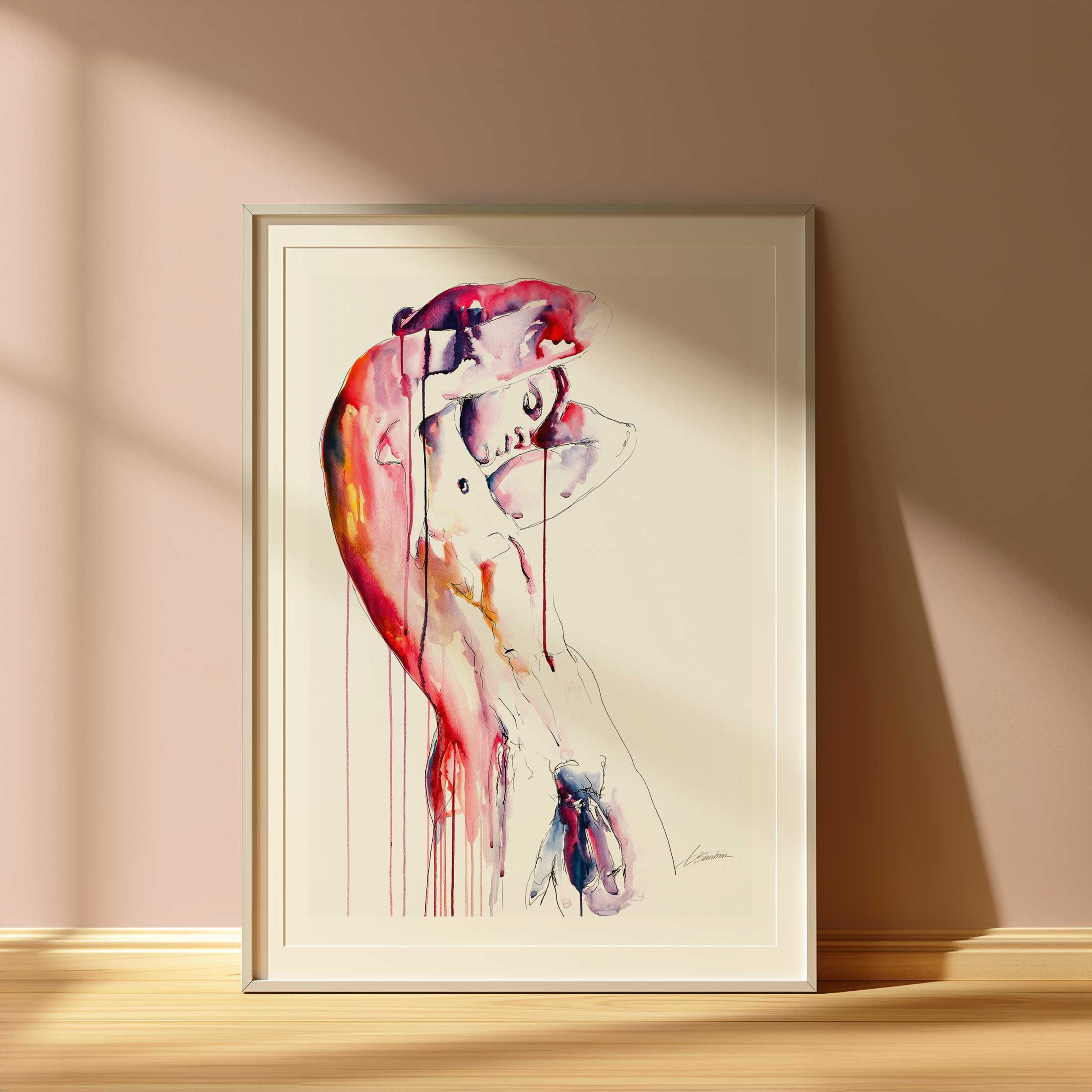 Curved Form Bare Body Arching in Sensual Movement - Art Print Artist Brenden Sanborn