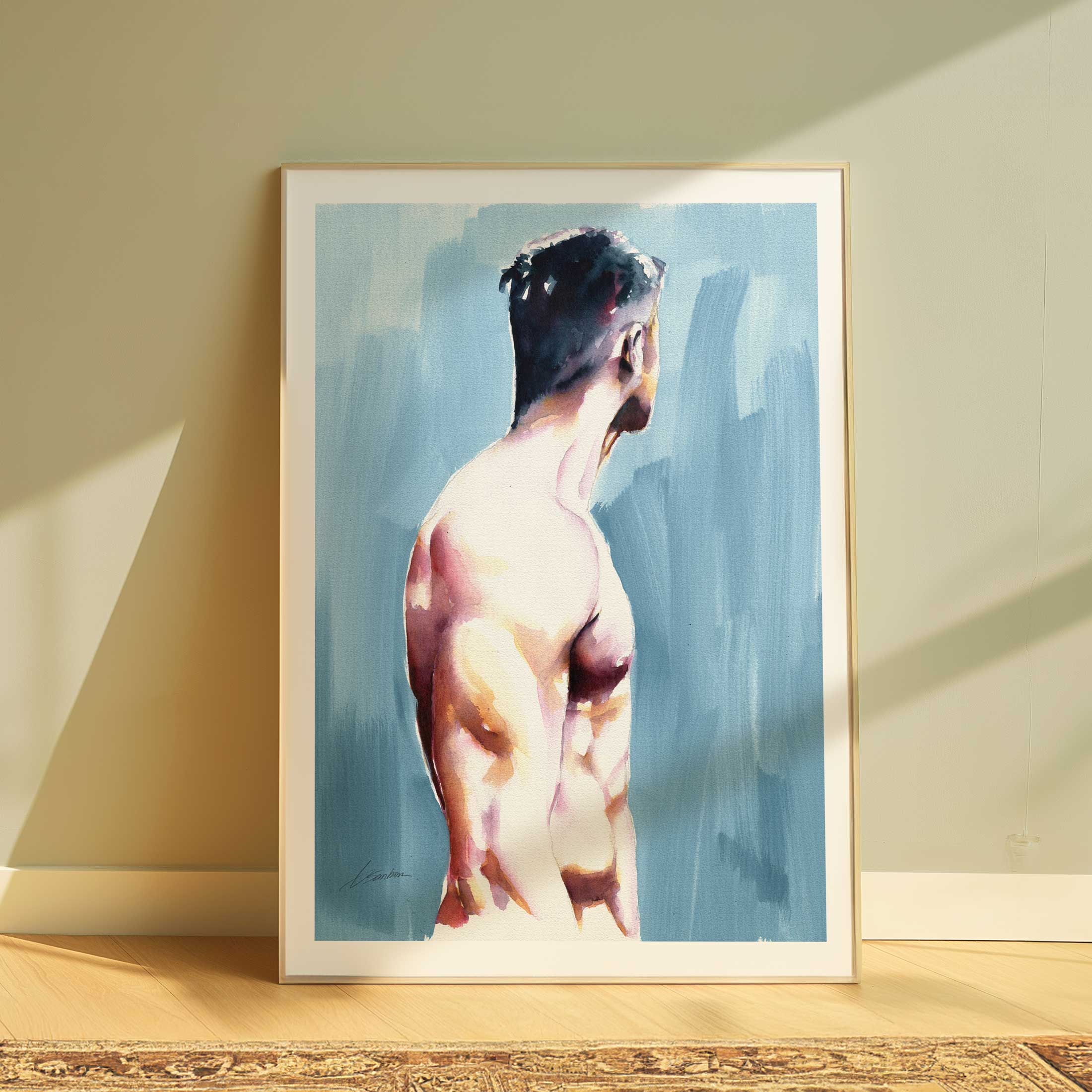 Male Figure in Quiet Reflection Turned Away - Art Print Artist Brenden Sanborn