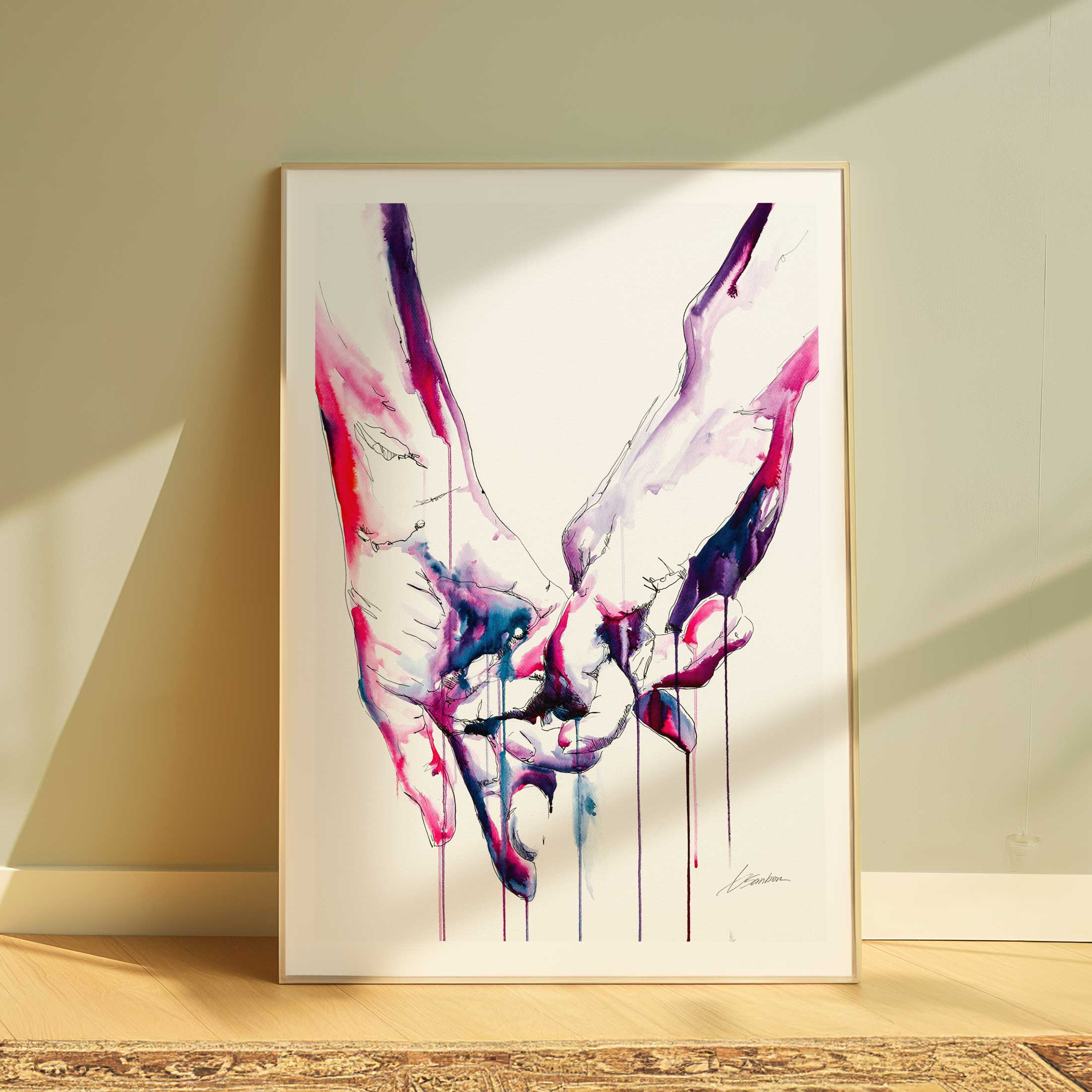 Simple Gesture of Love - Holding Hands - Love is Love - Art Print Artist Brenden Sanborn