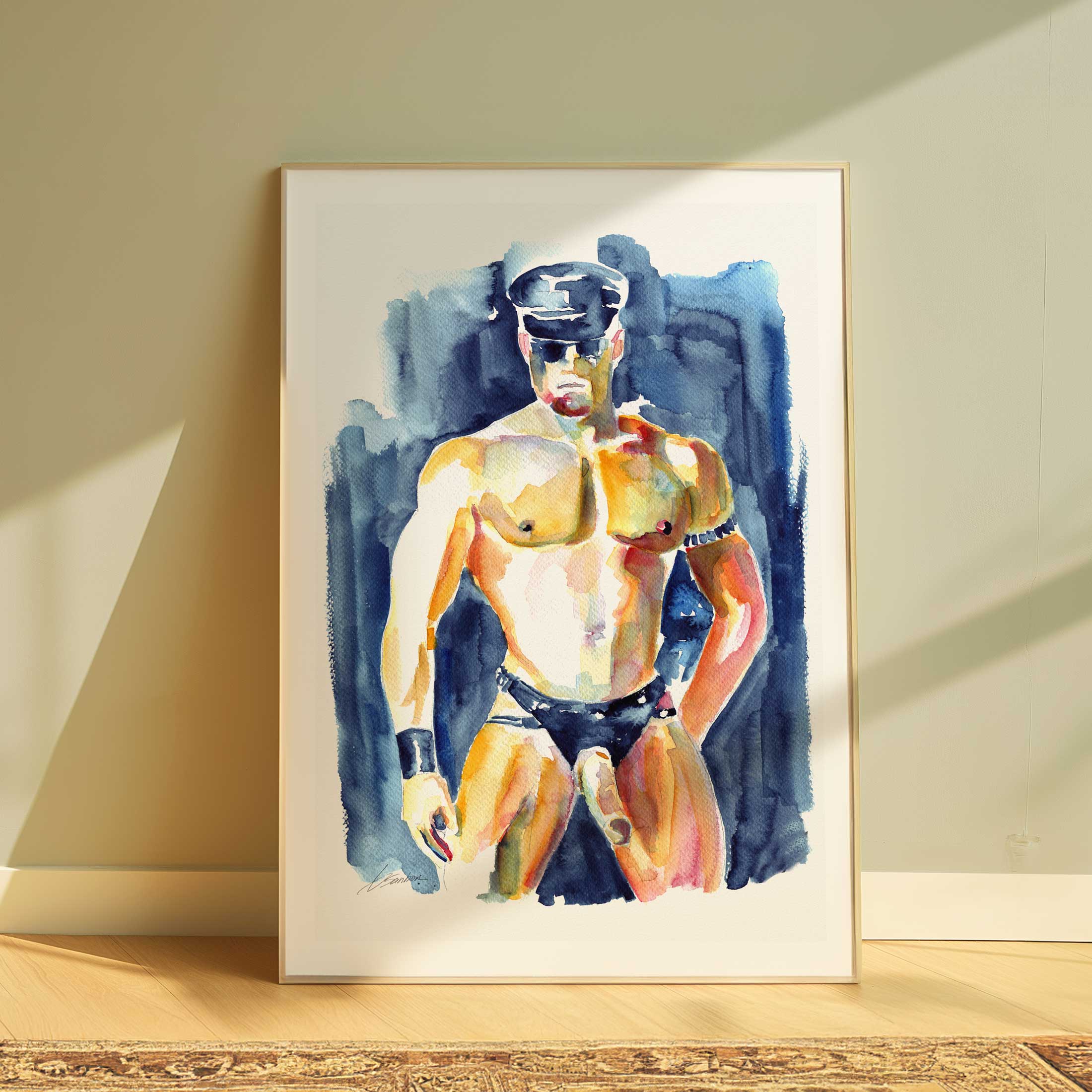 Leather-Clad Male in Full Gear - Art Print Artist Brenden Sanborn