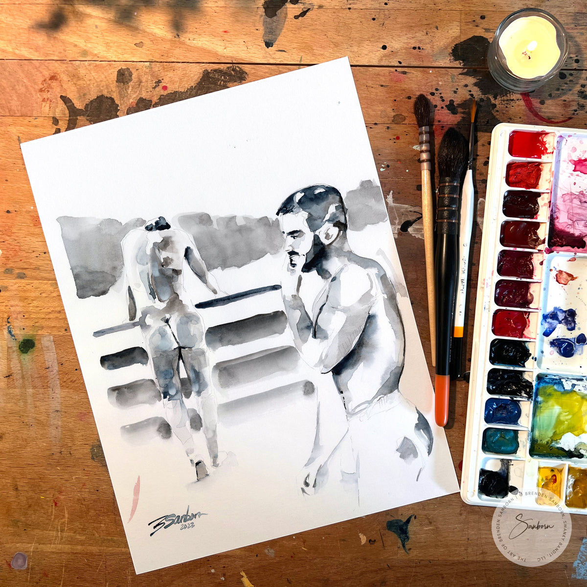 Afternoon Dilemma - 9x12" Original Watercolor Painting Artist Brenden Sanborn