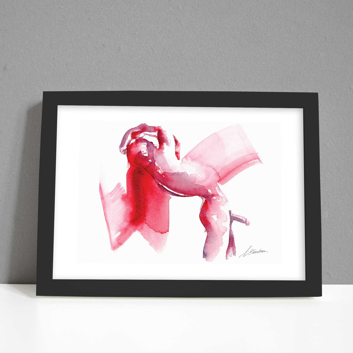 Rosy Embrace Abstract Nude - 6x9" Original Painting Artist Brenden Sanborn