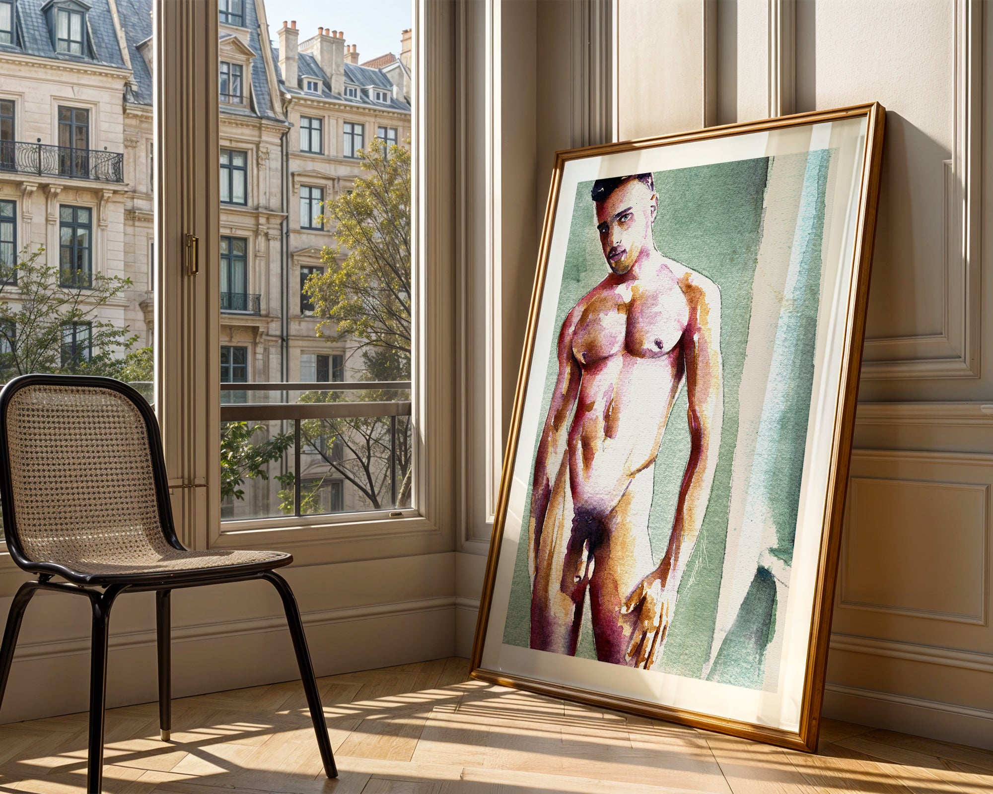 Standing Nude Male with Soft Expression - Art Print