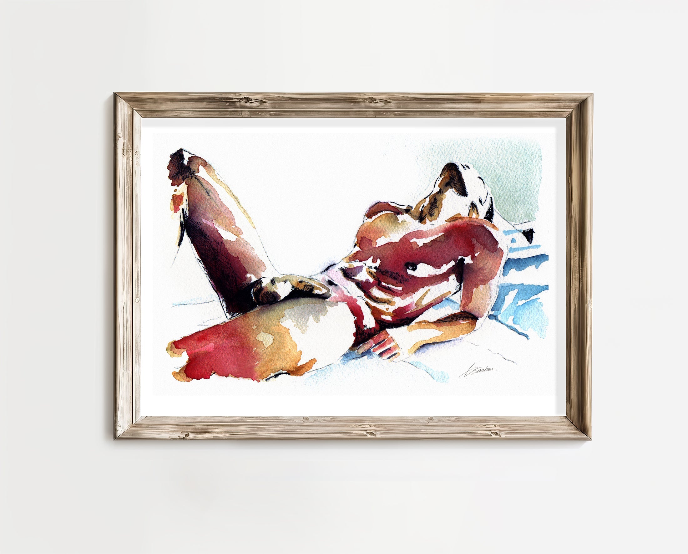 Reclined Nude Male Resting in Sunlight - Art Print Artist Brenden Sanborn