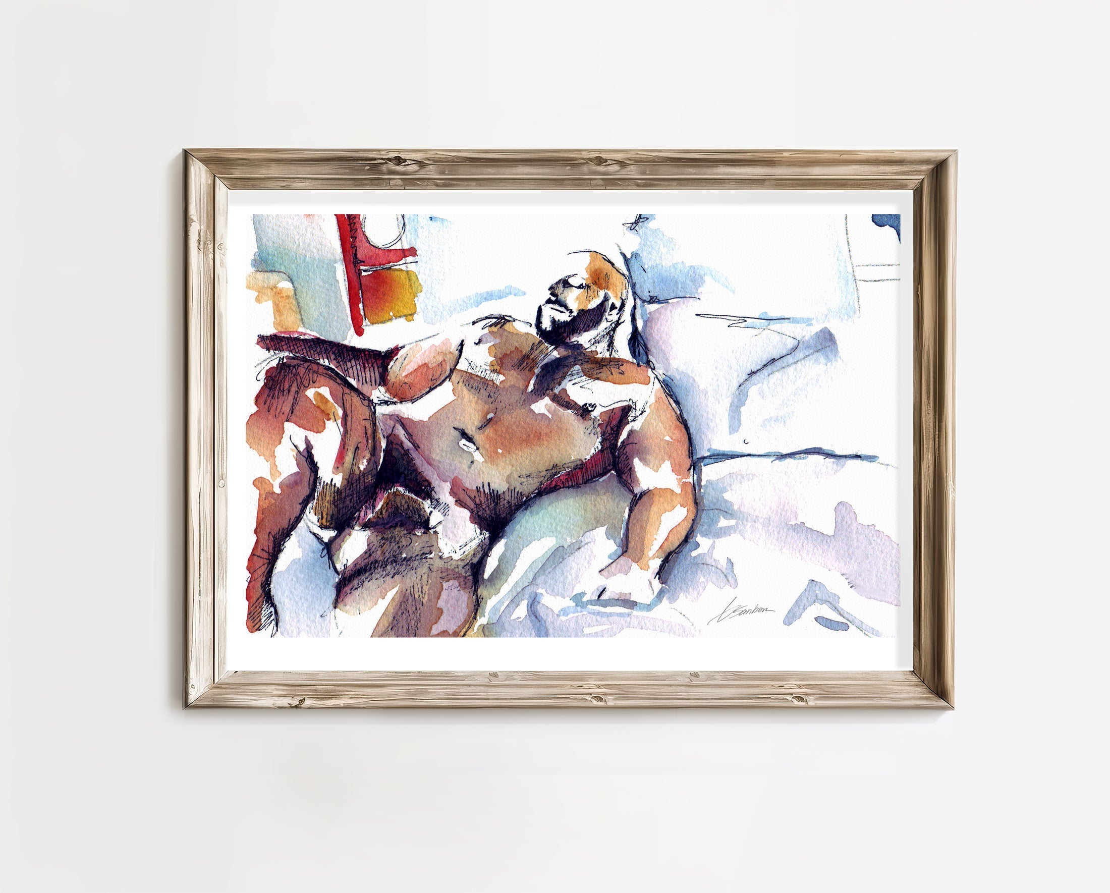 Bear Figure Reclining in Quiet Reverie - Art Print Artist Brenden Sanborn