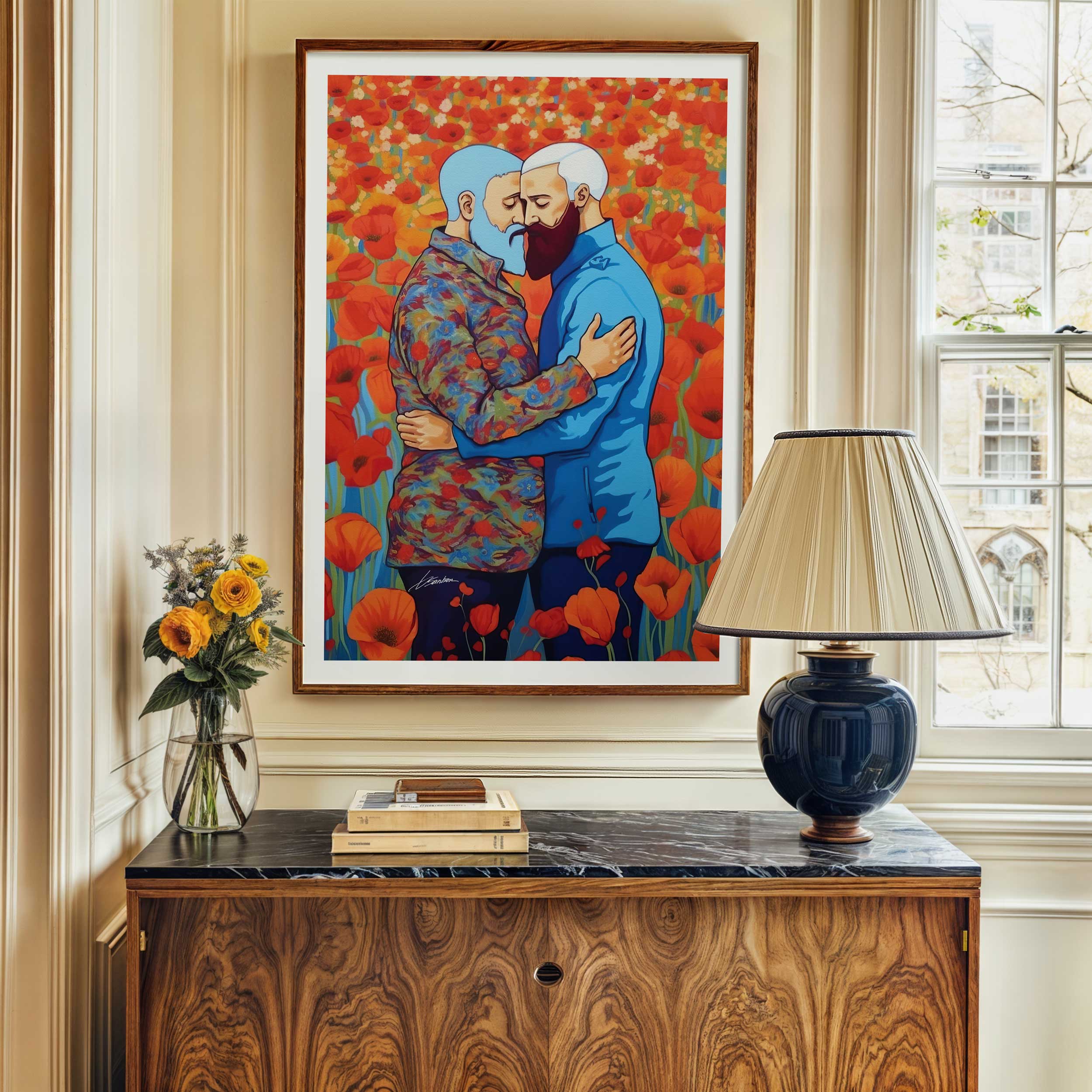 Two Men in Love Among Poppies – Art Print Artist Brenden Sanborn