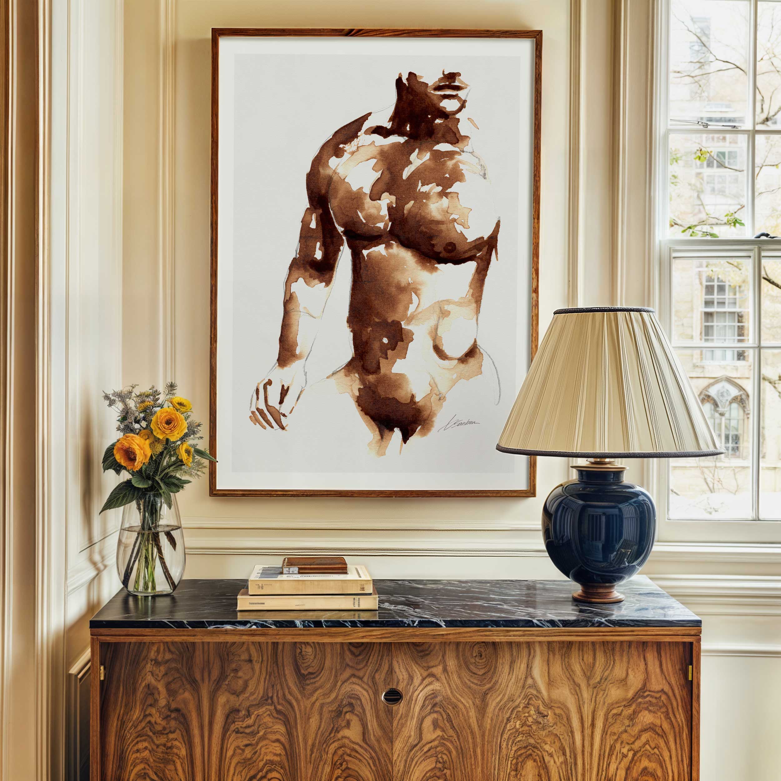 Coffee-Toned Male Torso - Art Print Artist Brenden Sanborn
