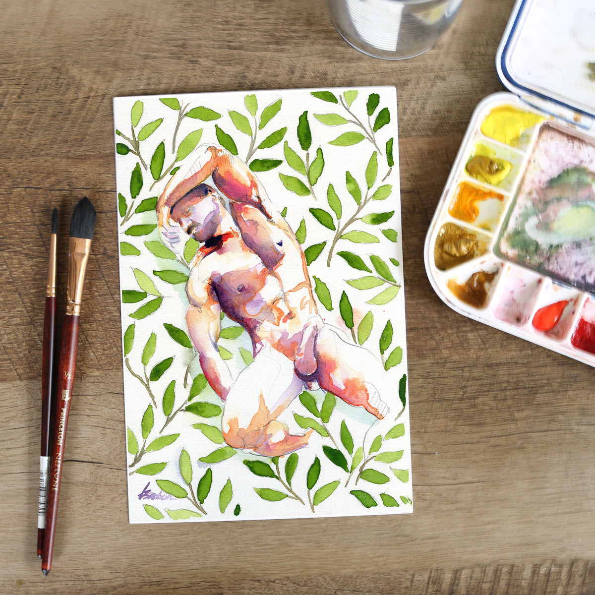 Softly Among the Leaves – 6x9" Original Watercolor Artist Brenden Sanborn
