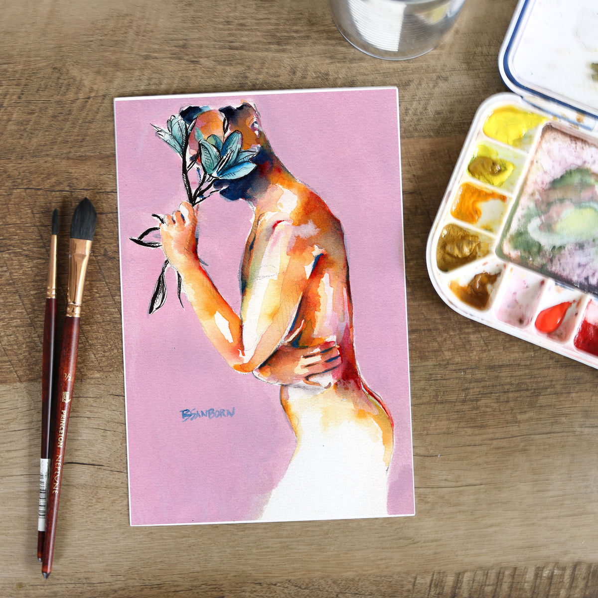 Soft Shields and Petals – 6x9" Original Watercolor Artist Brenden Sanborn