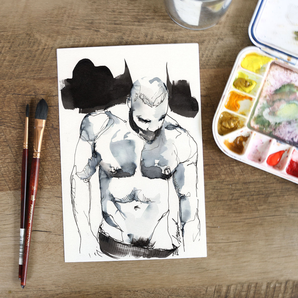 Lean into the Silence – 6x9" Original Ink Artist Brenden Sanborn