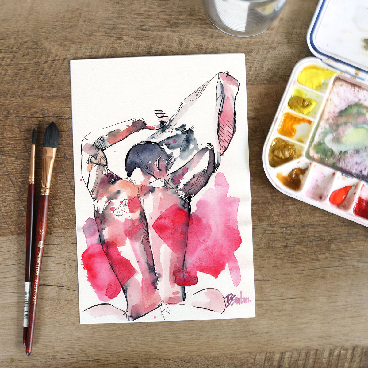 With One Motion – 6x9" Original Watercolor Artist Brenden Sanborn