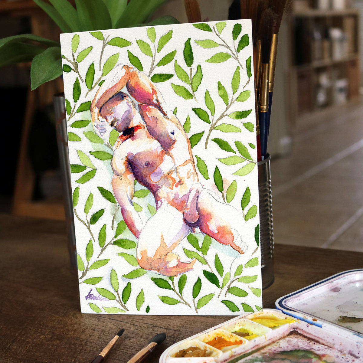 Softly Among the Leaves – 6x9" Original Watercolor Artist Brenden Sanborn