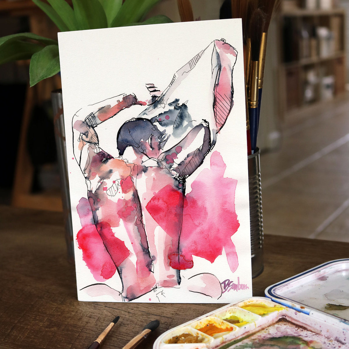 With One Motion – 6x9" Original Watercolor Artist Brenden Sanborn