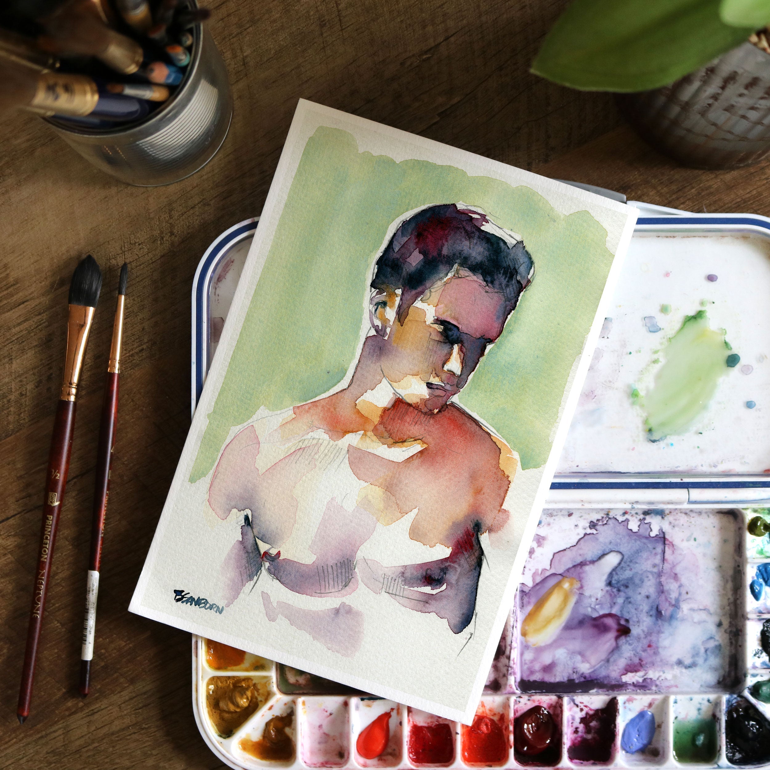 Held by the Light – 6x9" Original Watercolor Artist Brenden Sanborn