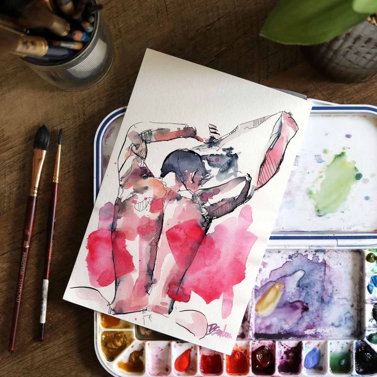 With One Motion – 6x9" Original Watercolor Artist Brenden Sanborn