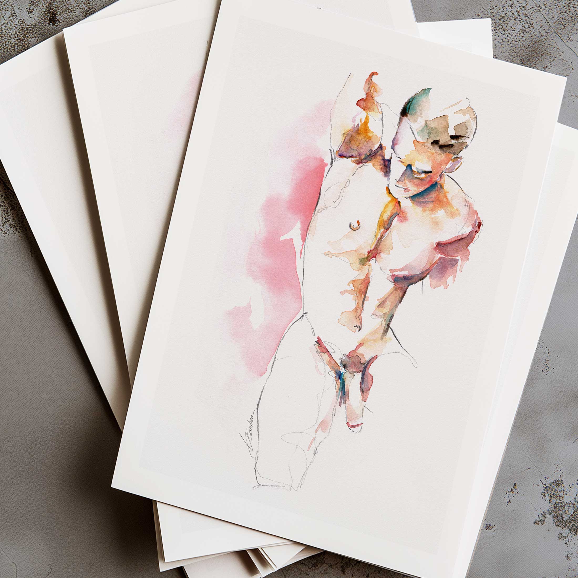 Fluid Male Form in Gentle Motion - Art Print Artist Brenden Sanborn