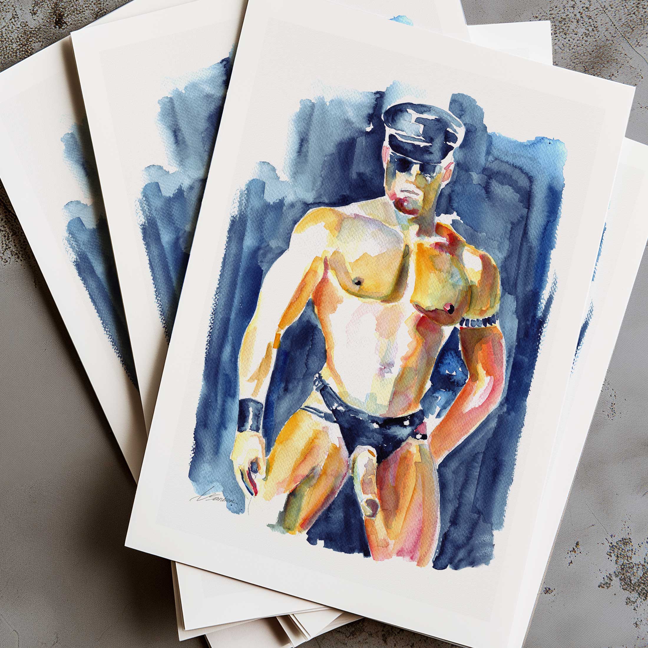 Leather-Clad Male in Full Gear - Art Print Artist Brenden Sanborn