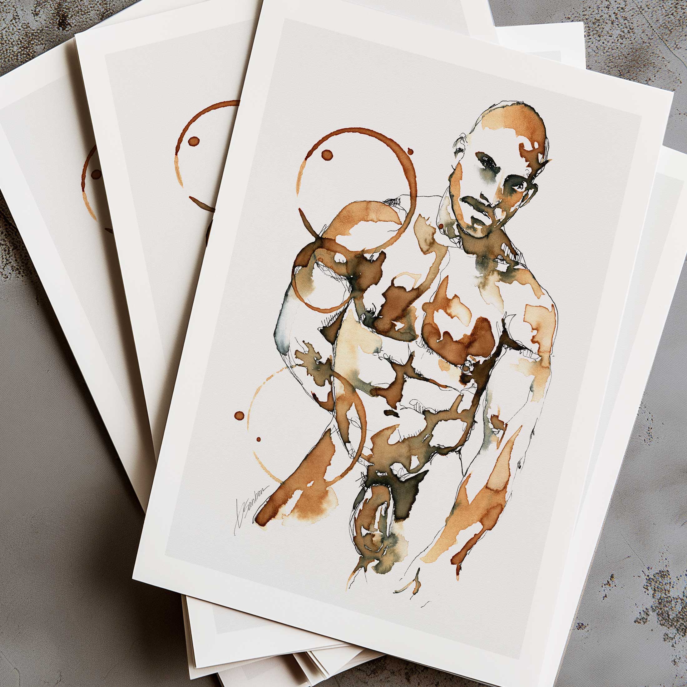 Coffee Stained Nude - Art Print Artist Brenden Sanborn