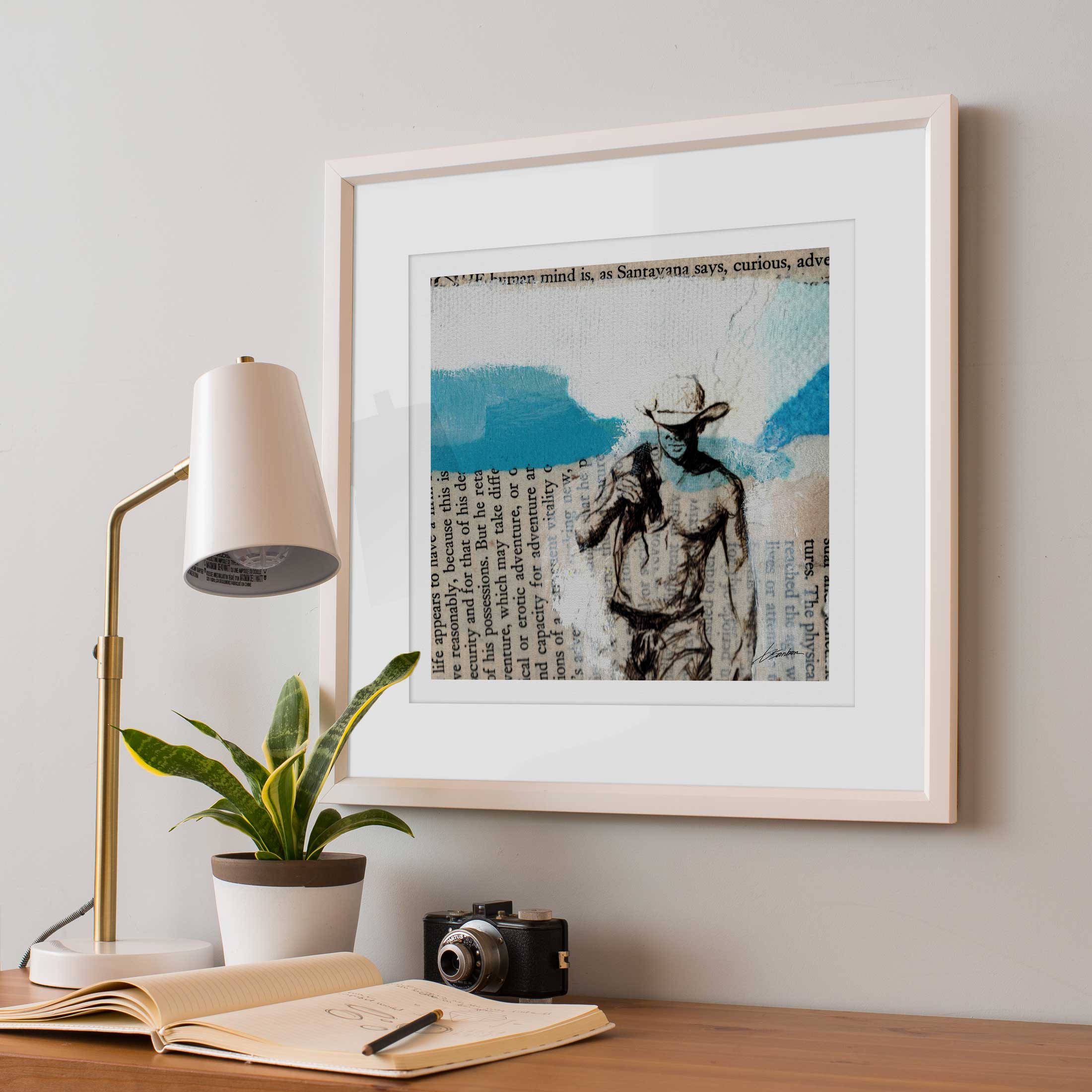 Cowboy Drifter on Book Pages – Art Print Artist Brenden Sanborn