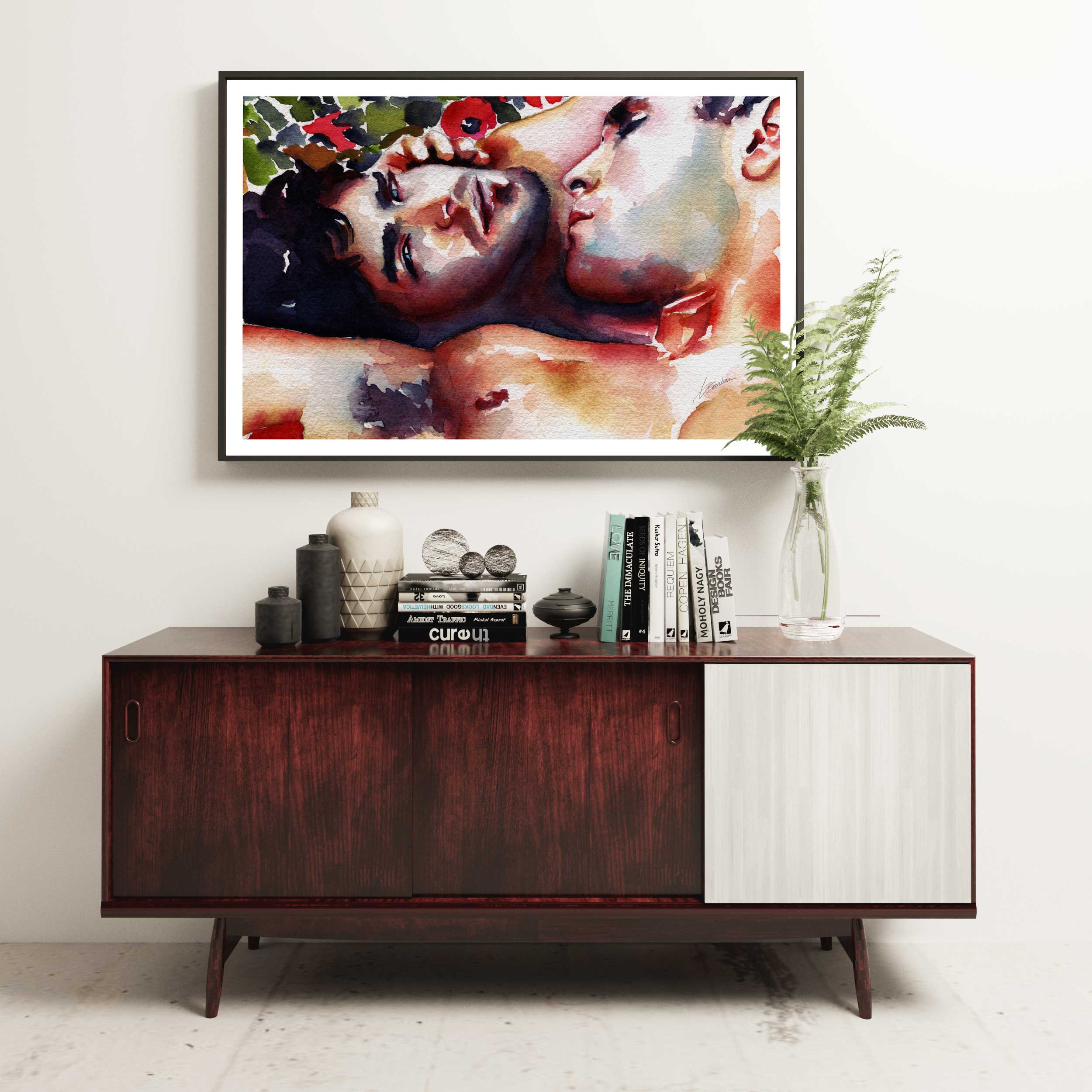 A Kiss That Lingers Beneath the Poppies – Art Print Artist Brenden Sanborn