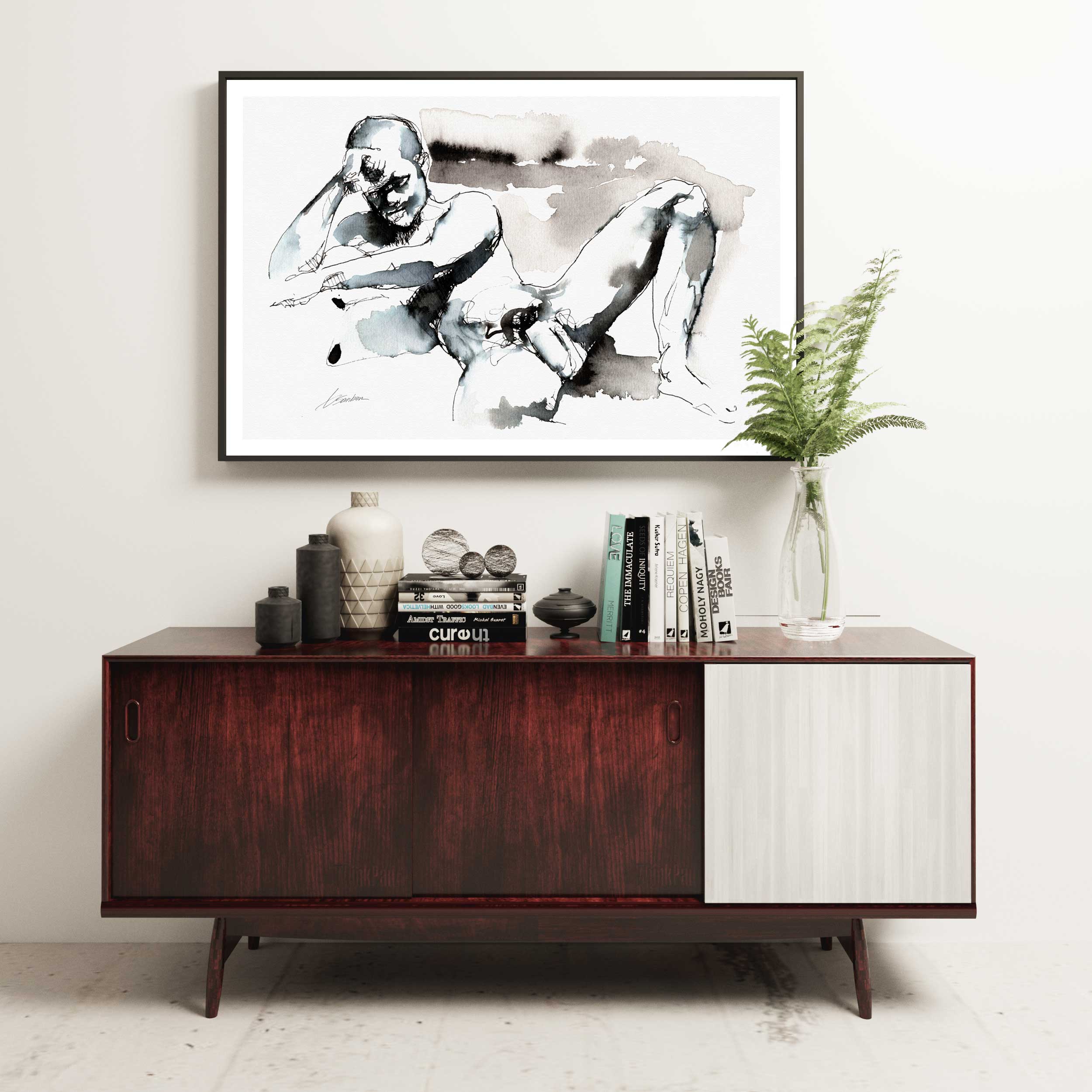 Resting Figure in Fluid Lines – Art Print Artist Brenden Sanborn