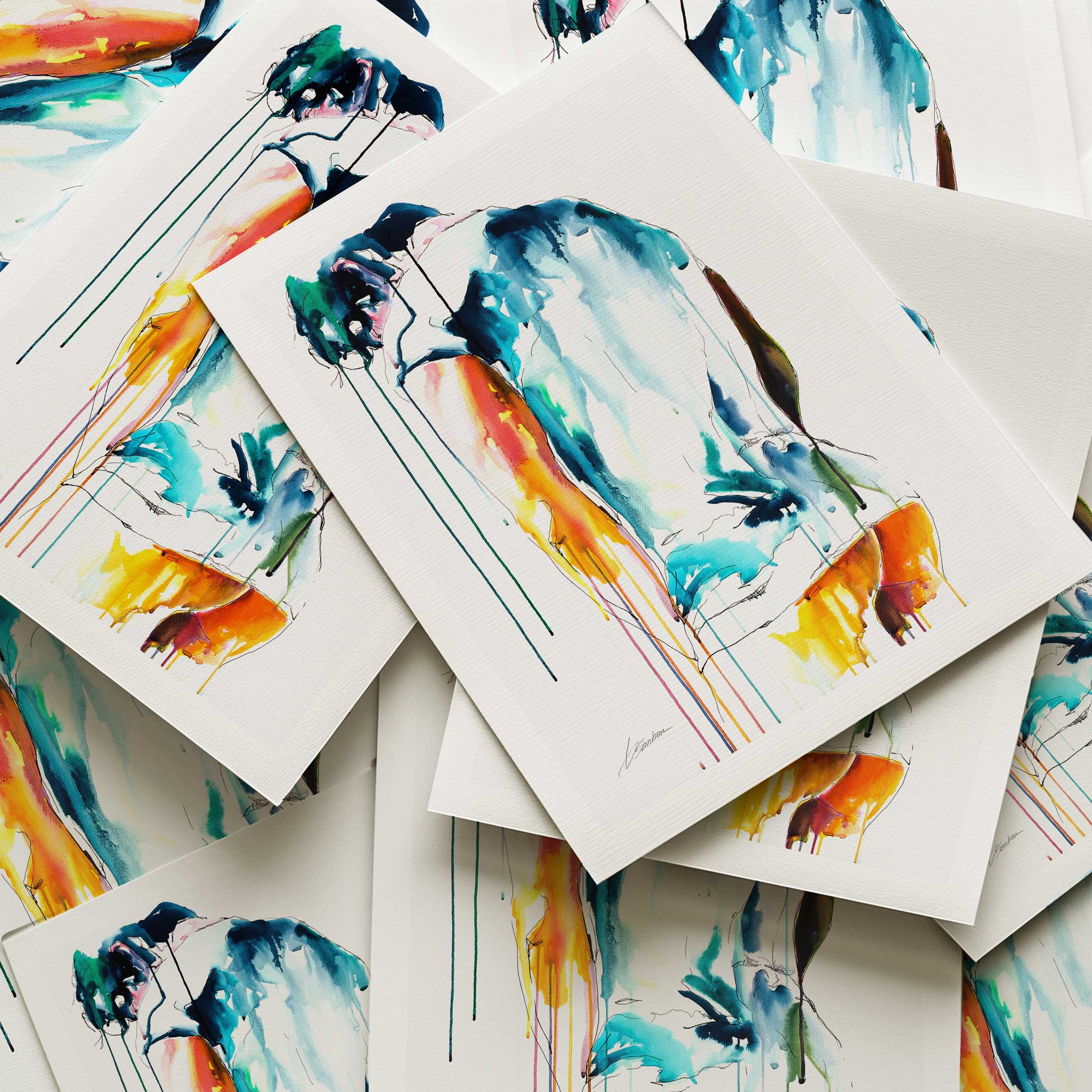 Back View of Male Figure Draped in Cloth with Bowed Head - Art Print Artist Brenden Sanborn