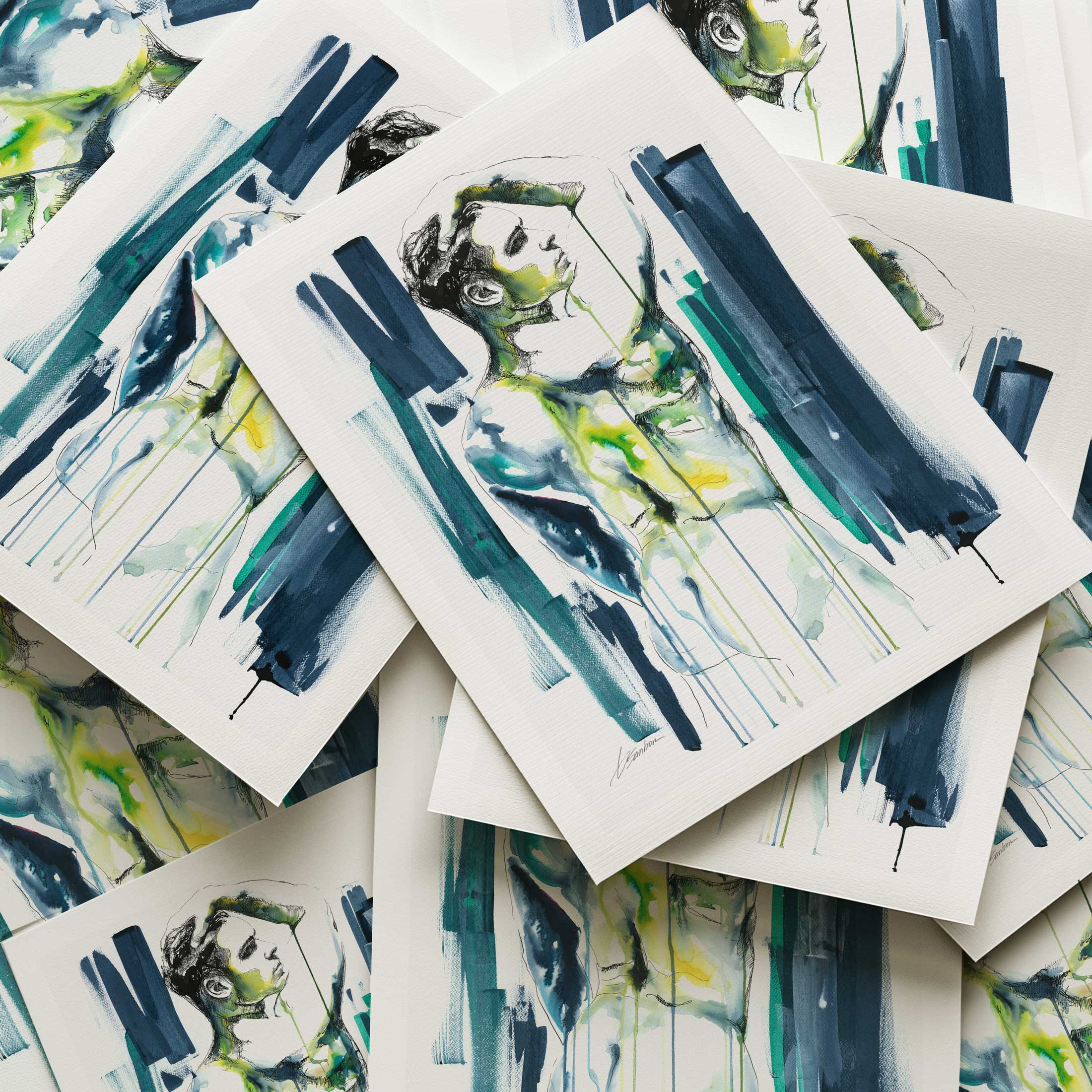 Male Figure with Chiseled Back and Sculpted Booty in Contemplation - Art Print Artist Brenden Sanborn