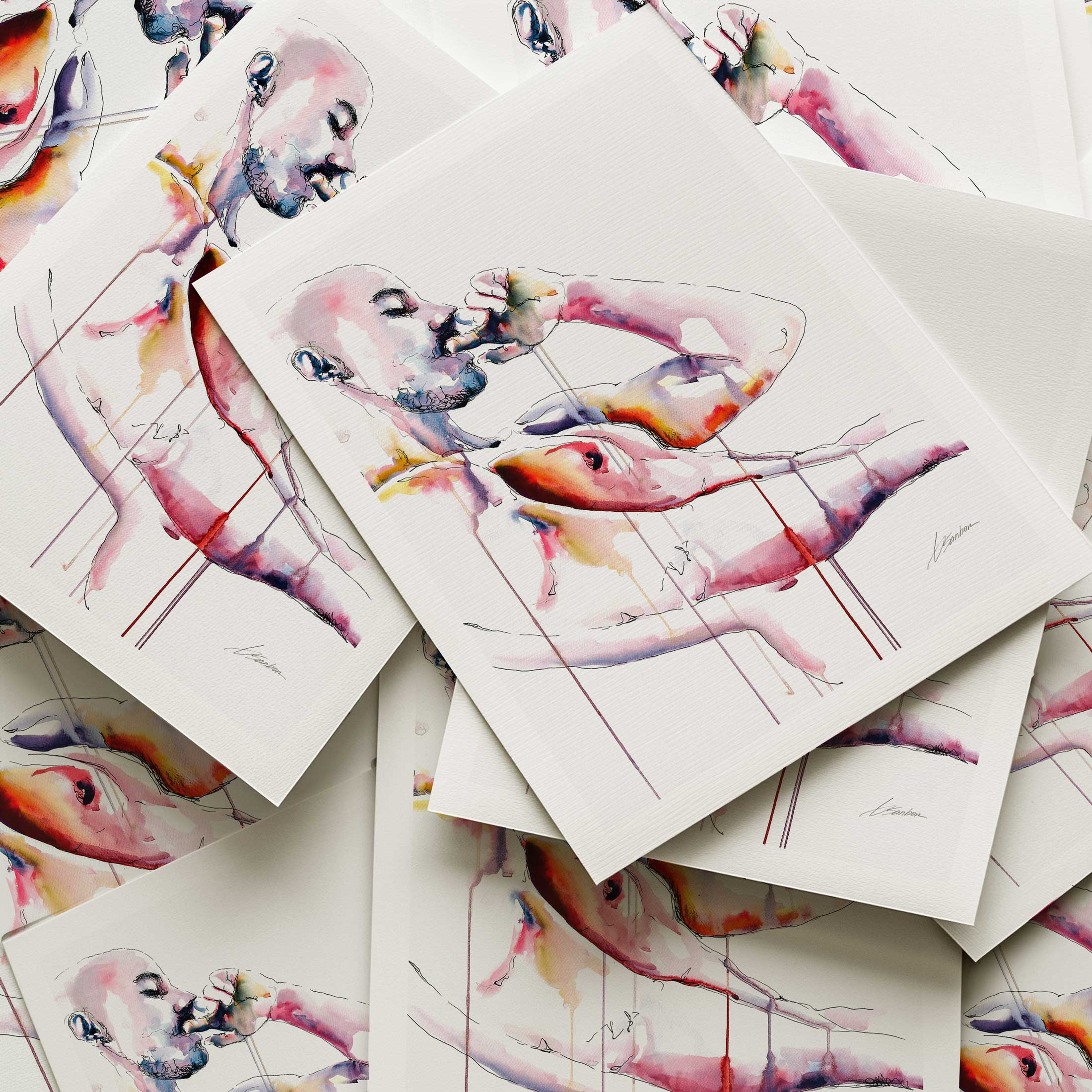 Relaxed Elegance a Bare Chest and Arm Resting in Quiet Repose - Art Print Artist Brenden Sanborn