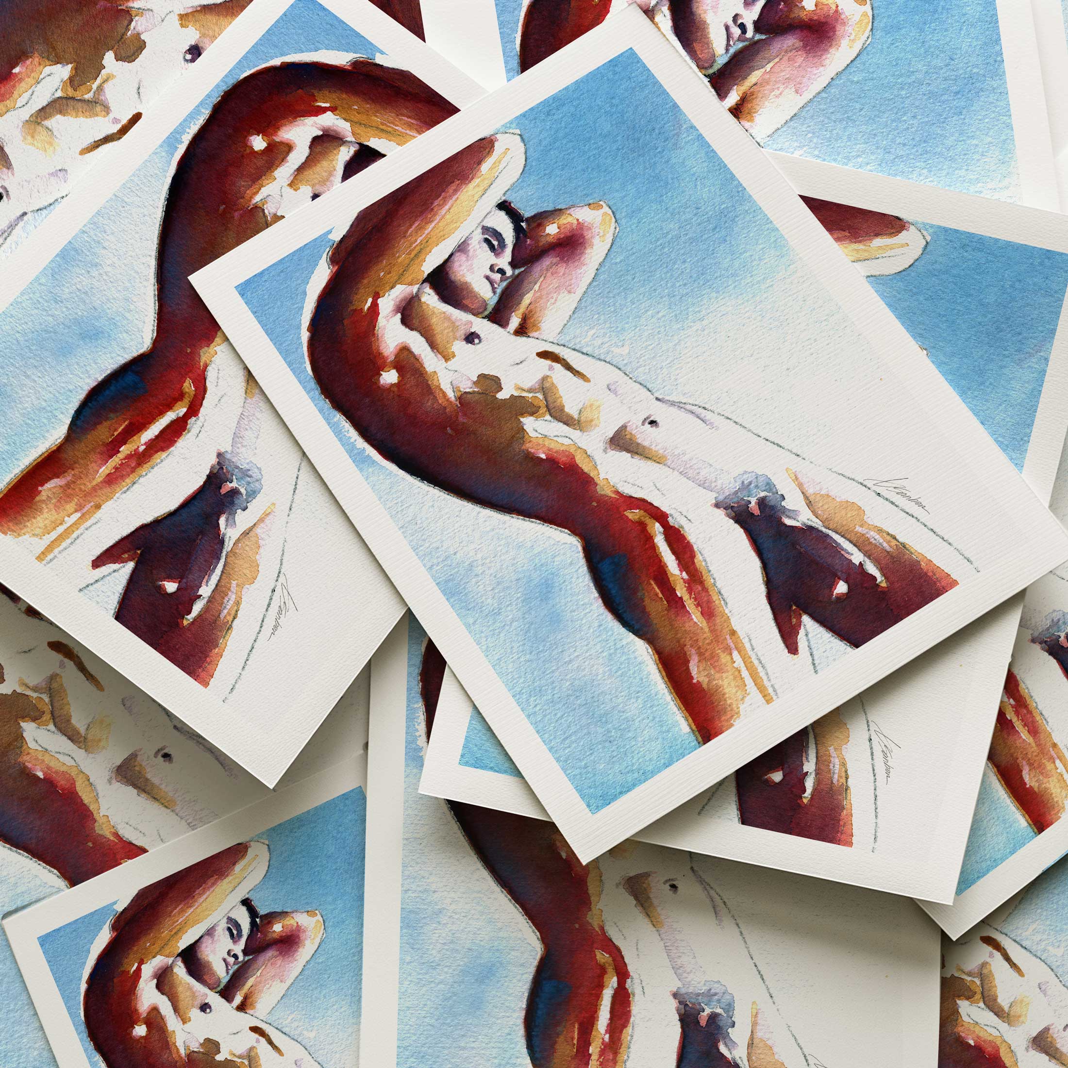 Male Figure in Graceful Arch with Arms Lifted - Art Print Artist Brenden Sanborn