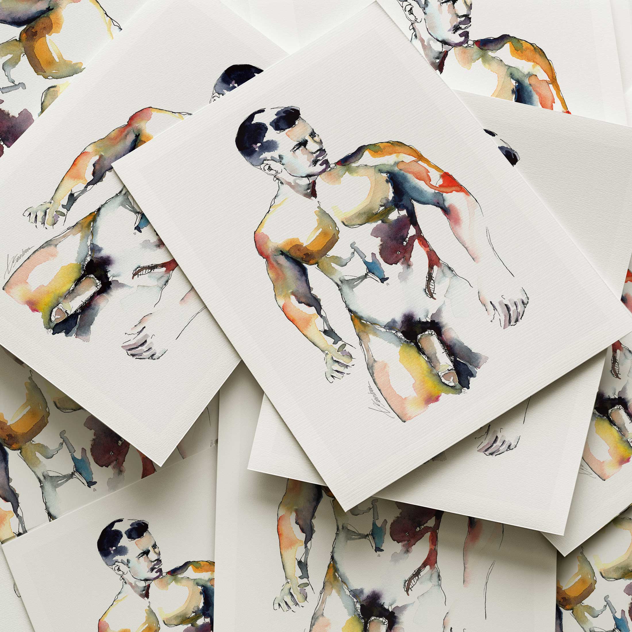 Standing Male Nude Looking Off to the Side - Art Print Artist Brenden Sanborn