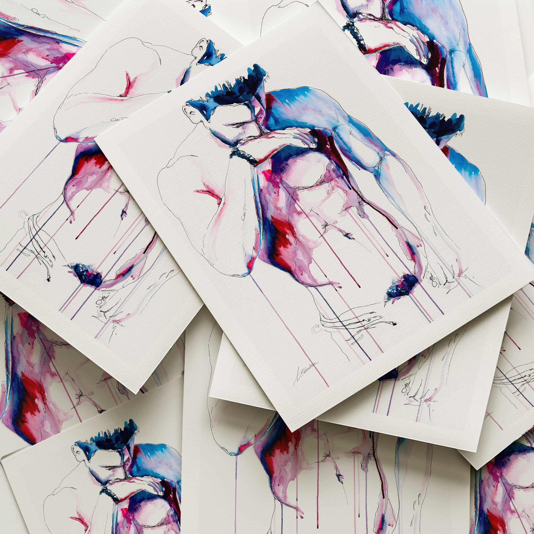 A Bare Chest Muscles Tensed in Quiet Reflection - Art Print Artist Brenden Sanborn