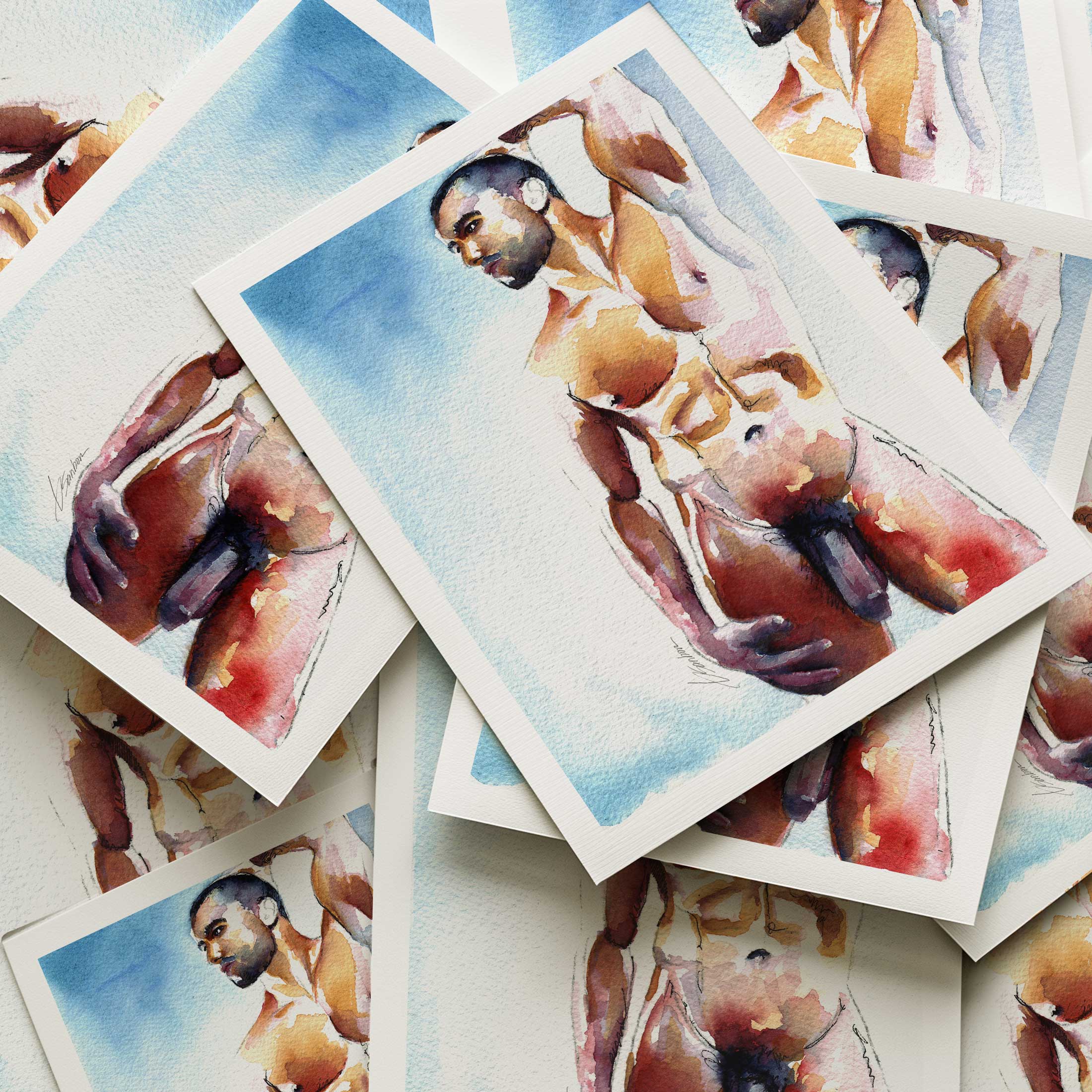 Scruffy Male Nude Stretching in Sunlight - Art Print Artist Brenden Sanborn