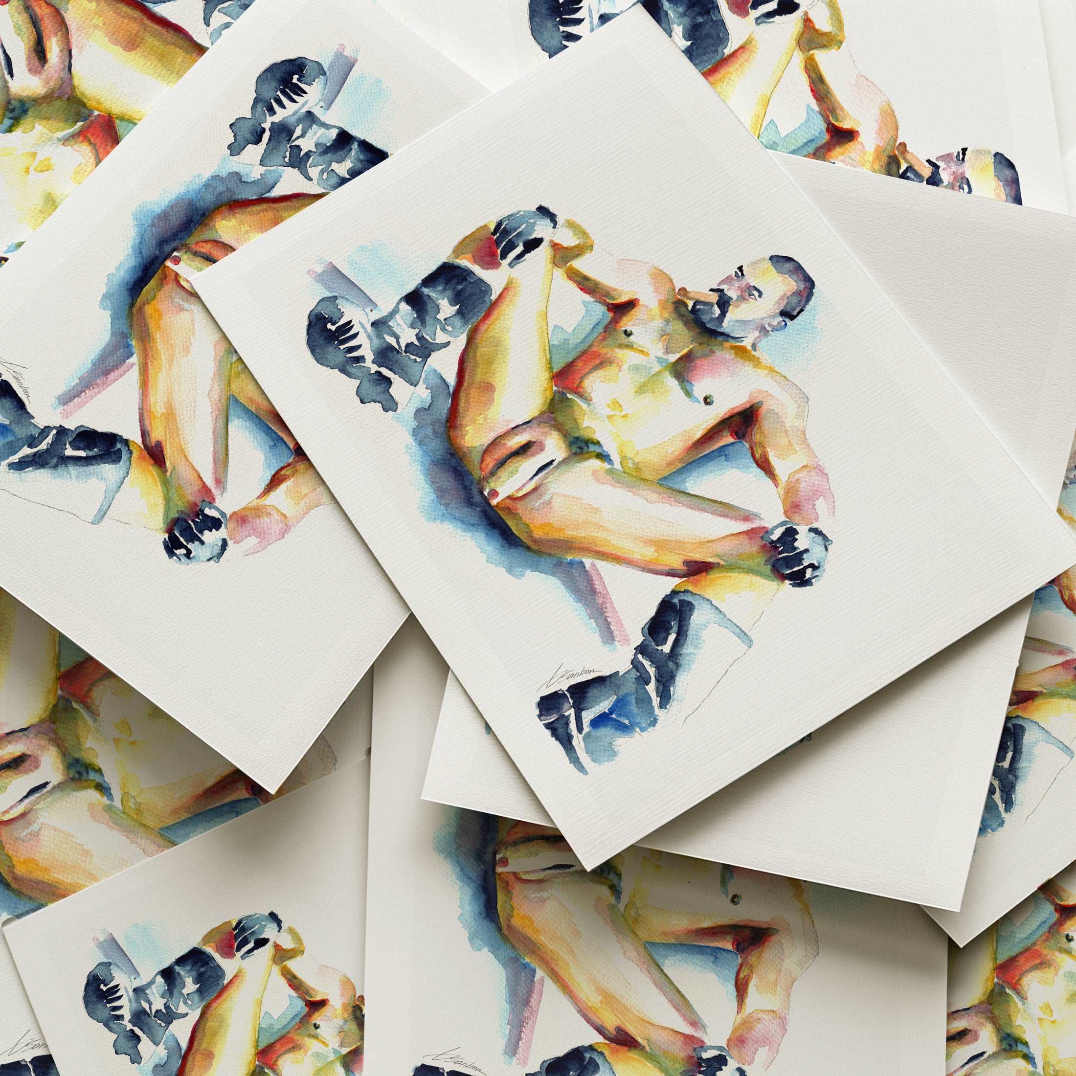 Bearded Man with Cigar and Boots Relaxing - Art Print Artist Brenden Sanborn