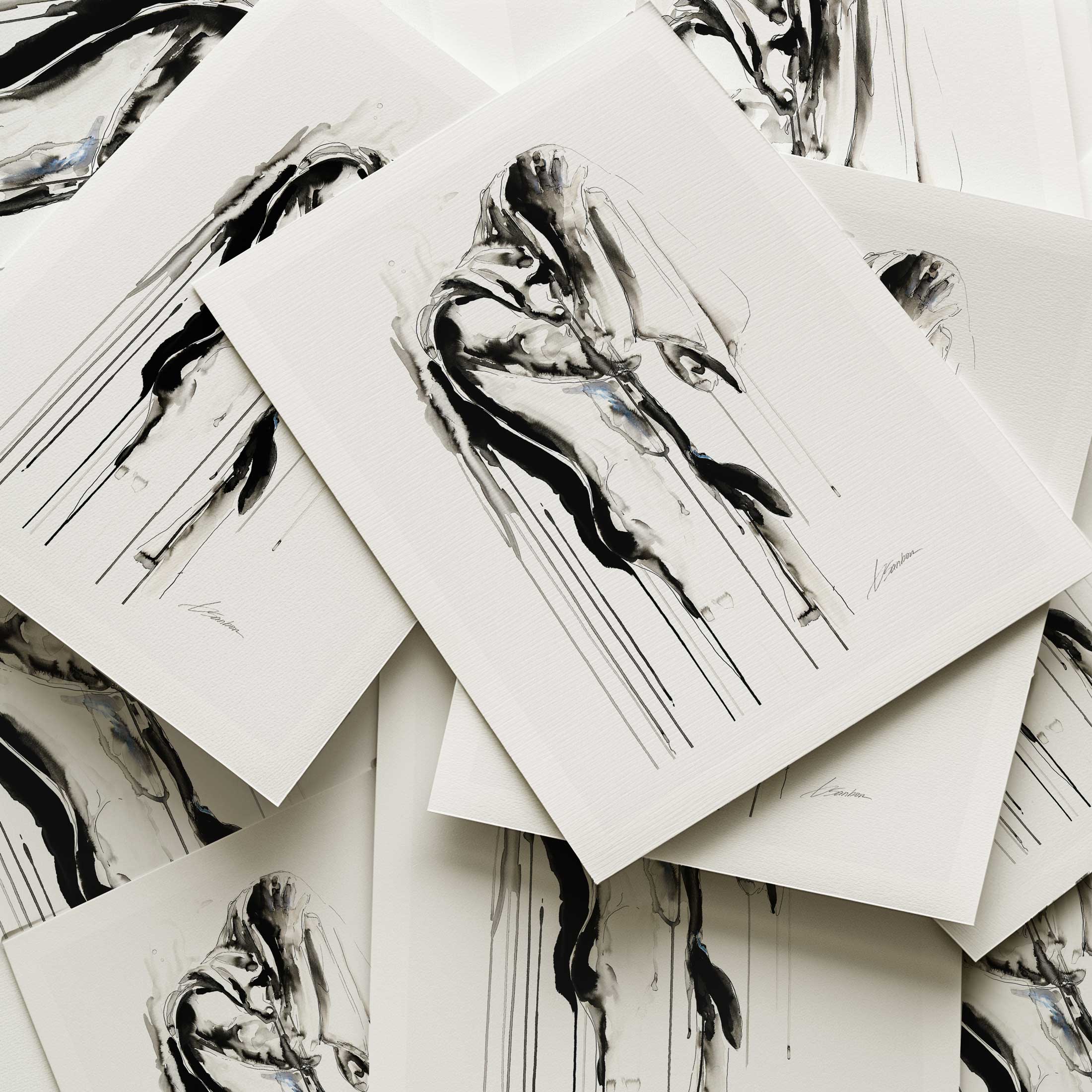 Male Figure Draped in Veiled Elegance with Flowing Silhouettes - Art Print Artist Brenden Sanborn