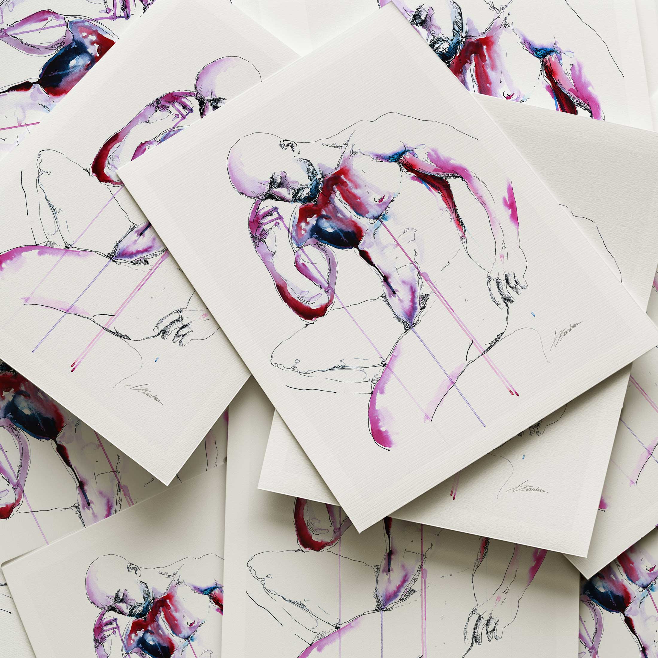 Bare Reflection Muscles Tensed in Silent Thought - Art Print Artist Brenden Sanborn