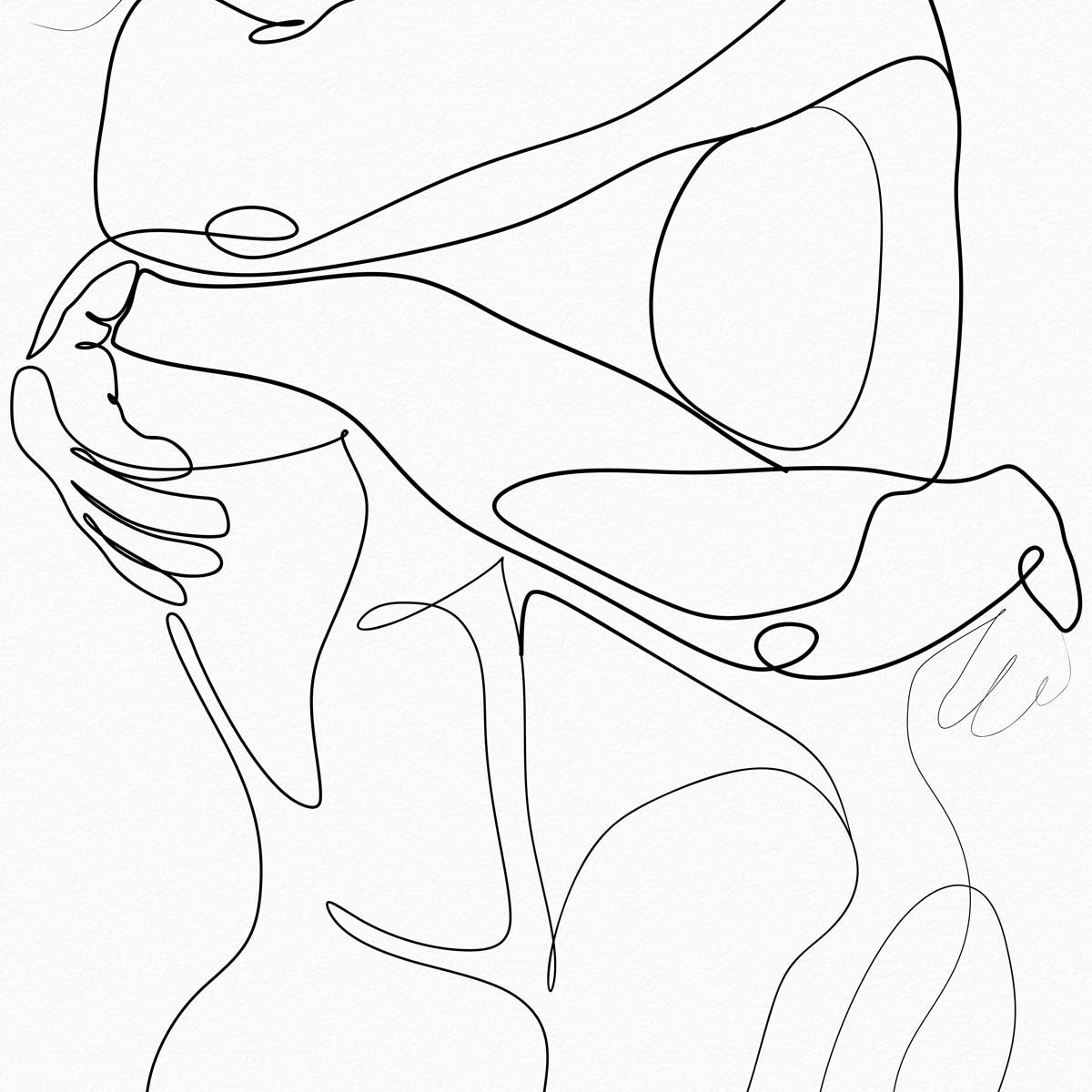 Wrapped in You One-Line Drawing of Two Men Hugging – Art Print Artist Brenden Sanborn