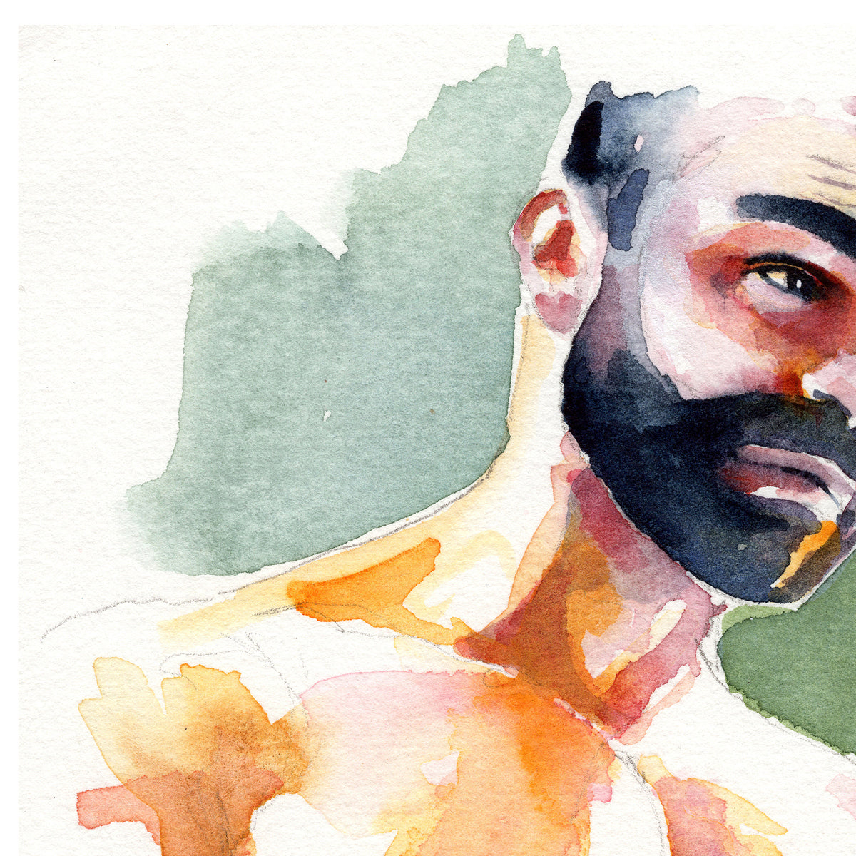 Sunlit Strength - Chiseled Torso in Warm Hues - Original Art Artist Brenden Sanborn
