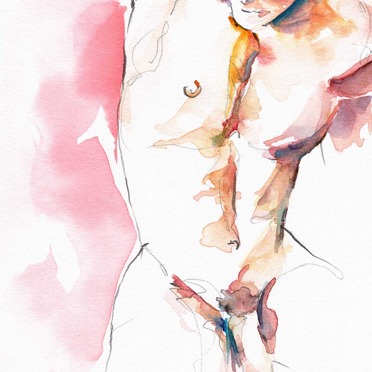 Fluid Male Form in Gentle Motion - Art Print Artist Brenden Sanborn