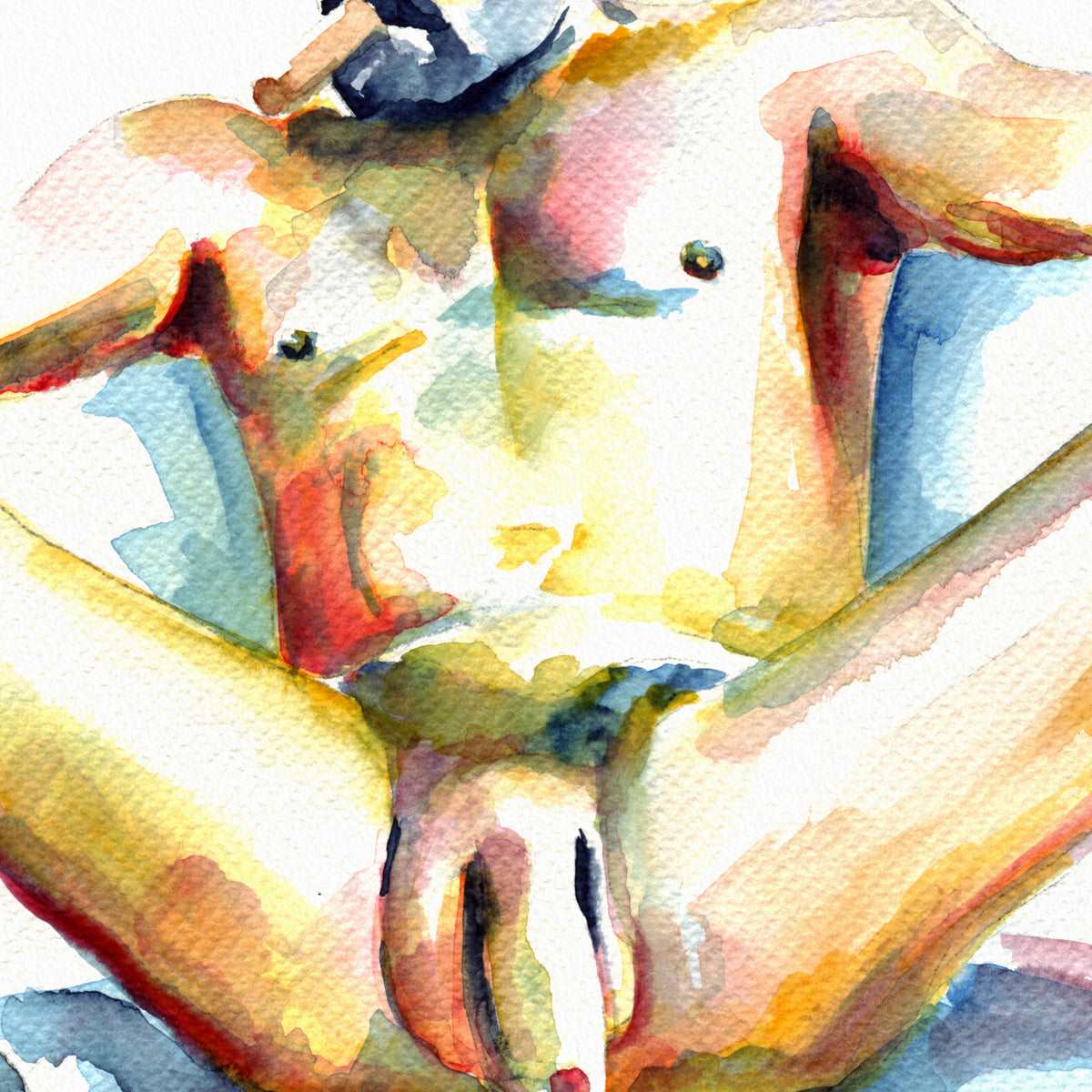 Bearded Man with Cigar and Boots Relaxing - Art Print Artist Brenden Sanborn