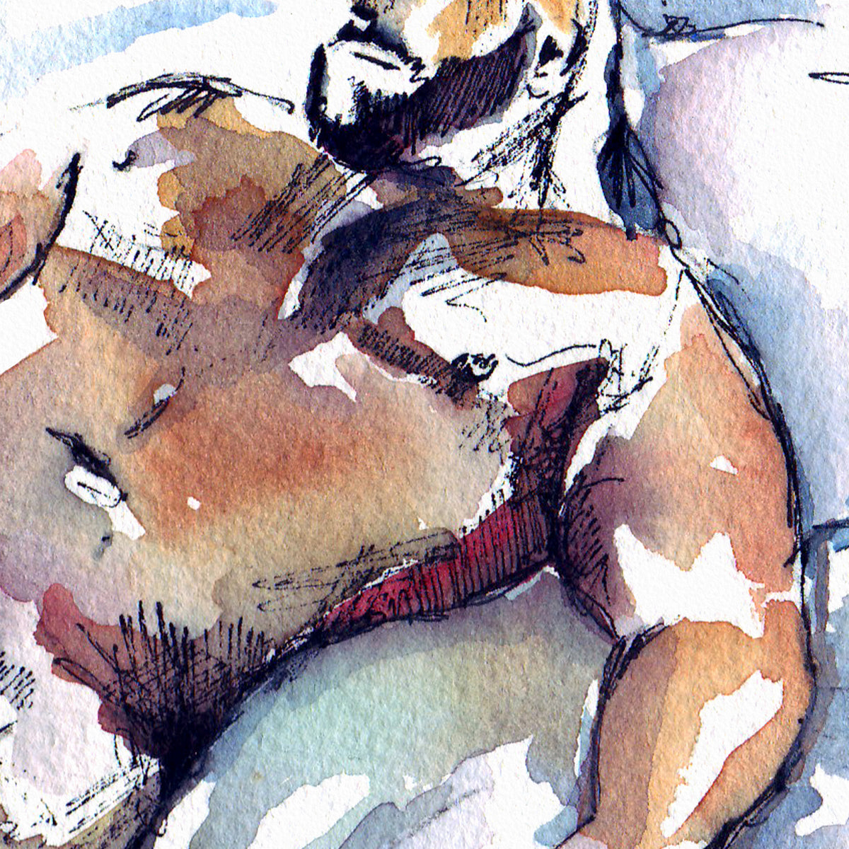 Bear Figure Reclining in Quiet Reverie - Art Print Artist Brenden Sanborn