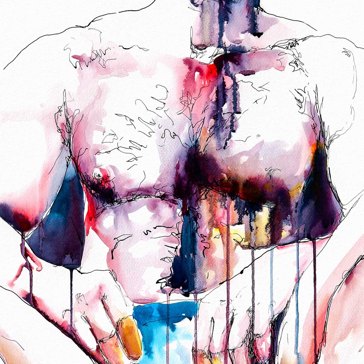 Bearded Strength Relaxed Body Hairy Chest and Quiet Power - Art Print Artist Brenden Sanborn